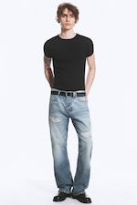 Blue Repair - Medium Blue - SPACE MID WAIST RELAXED STRAIGHT JEANS - 0