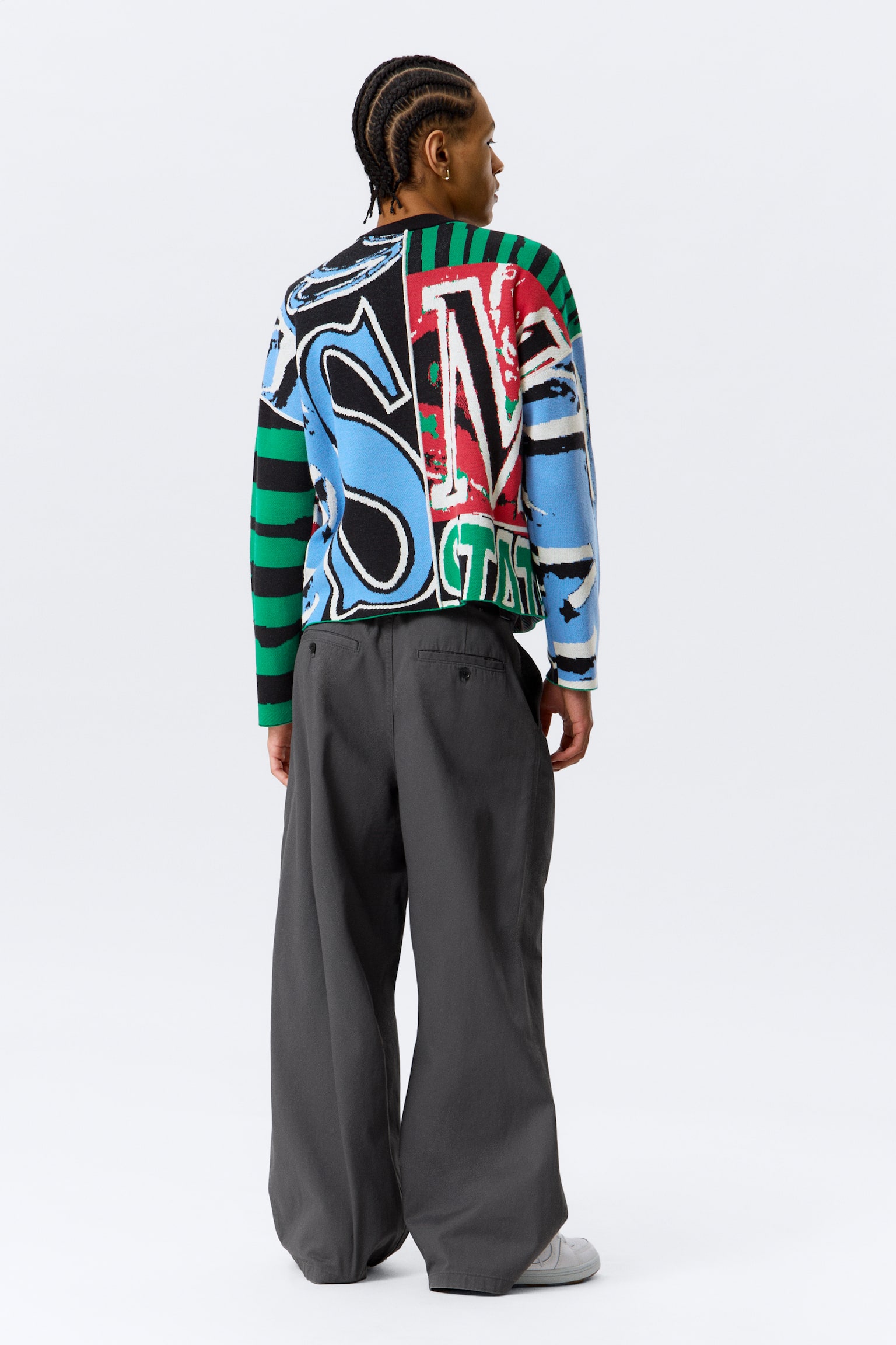 Camisola de Malha Gráfica Larga em Algodão - Estampa Multicolorida - 4