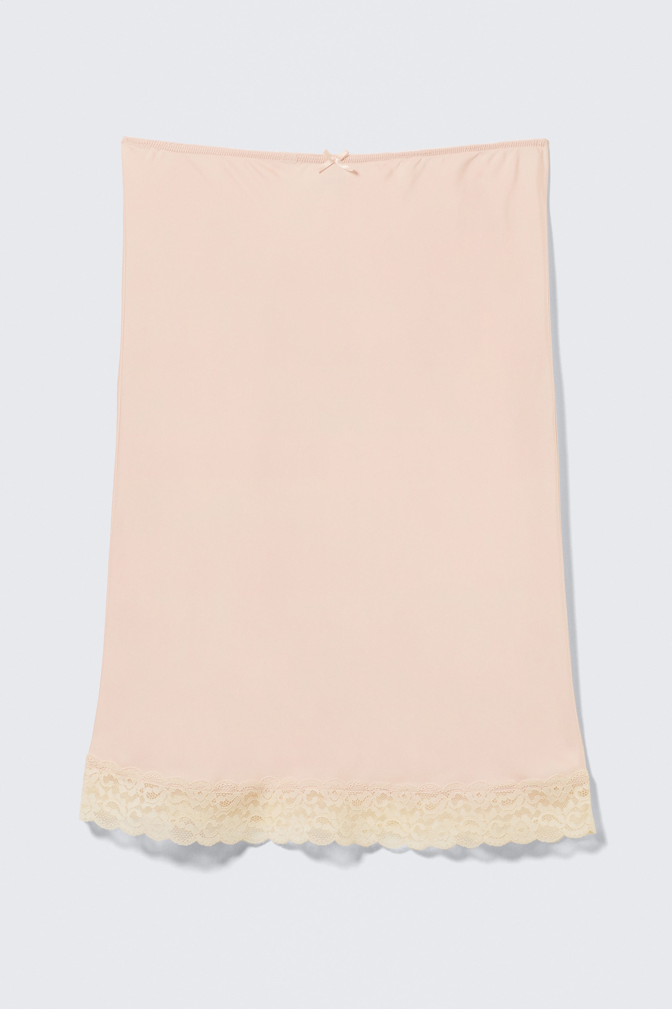 Dusty Pink - Mid Rise Satin Lace Midi Skirt - 1