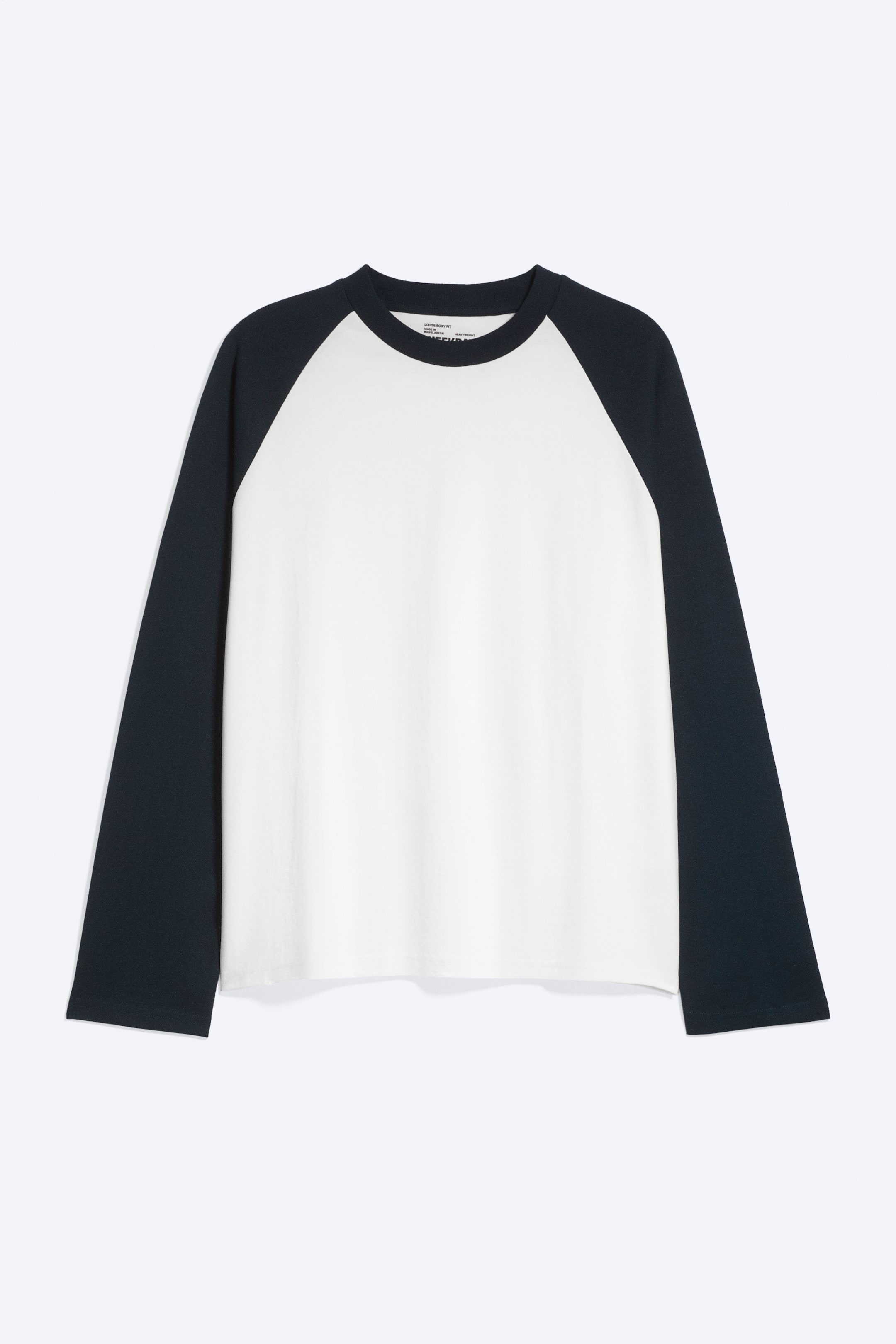 View larger image: Loose Boxy Raglan-Sleeved T-shirt - White & Navy Blue - Men | H&M GB 1