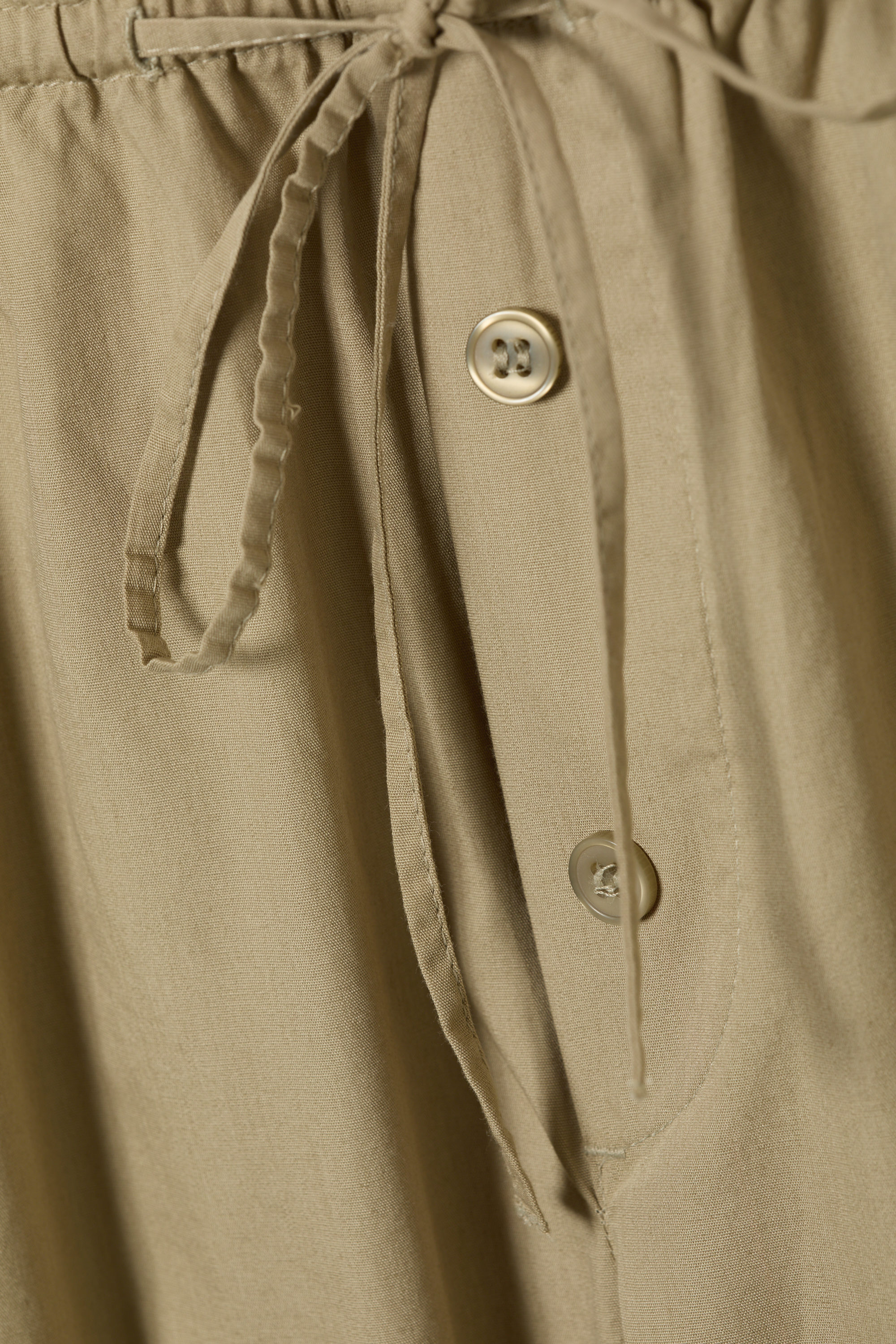 low rise ruched drawstring trousers - Light Khaki Green | Monki WW