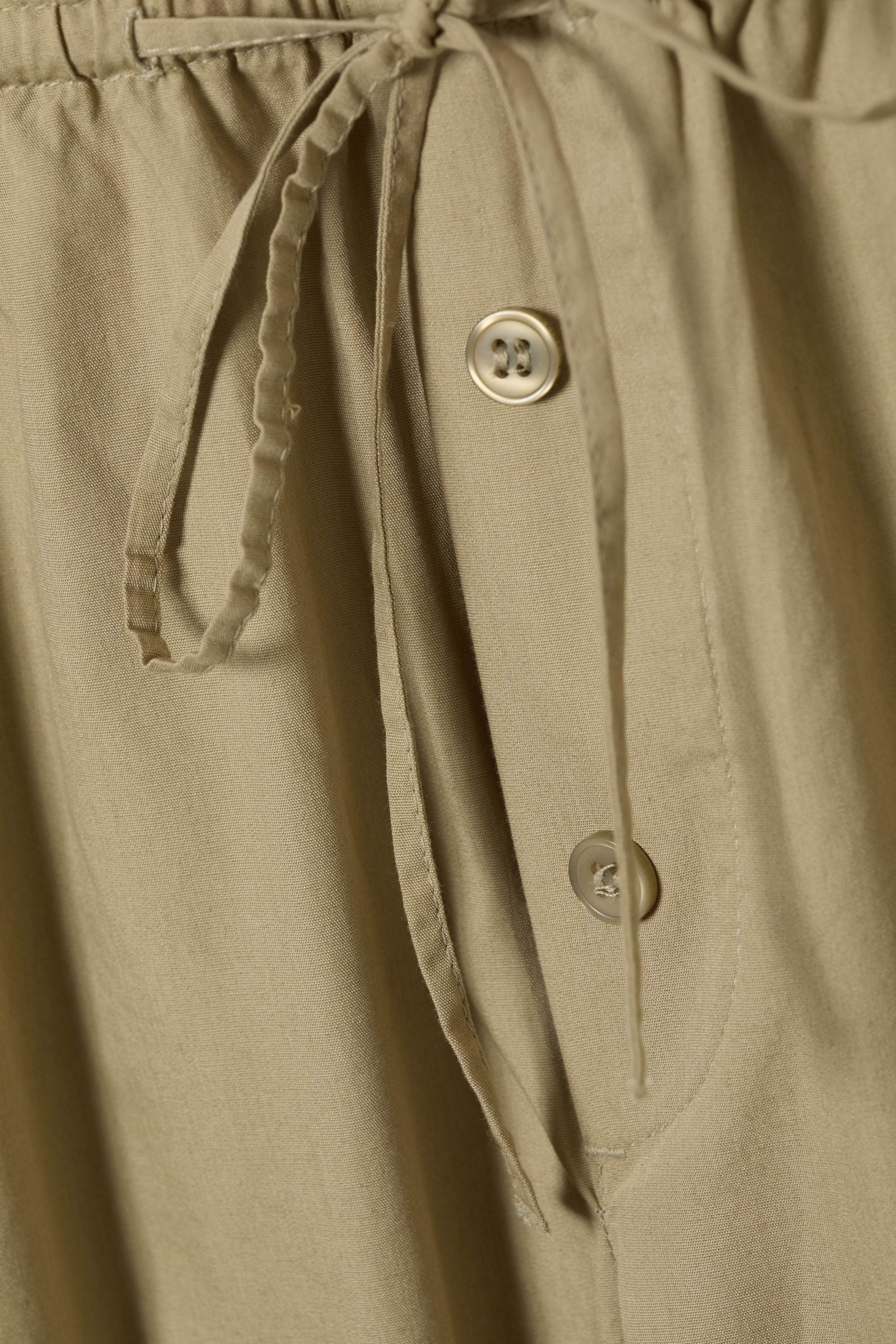 Light Khaki Green - Low Rise Ruched Drawstring Trousers - 5