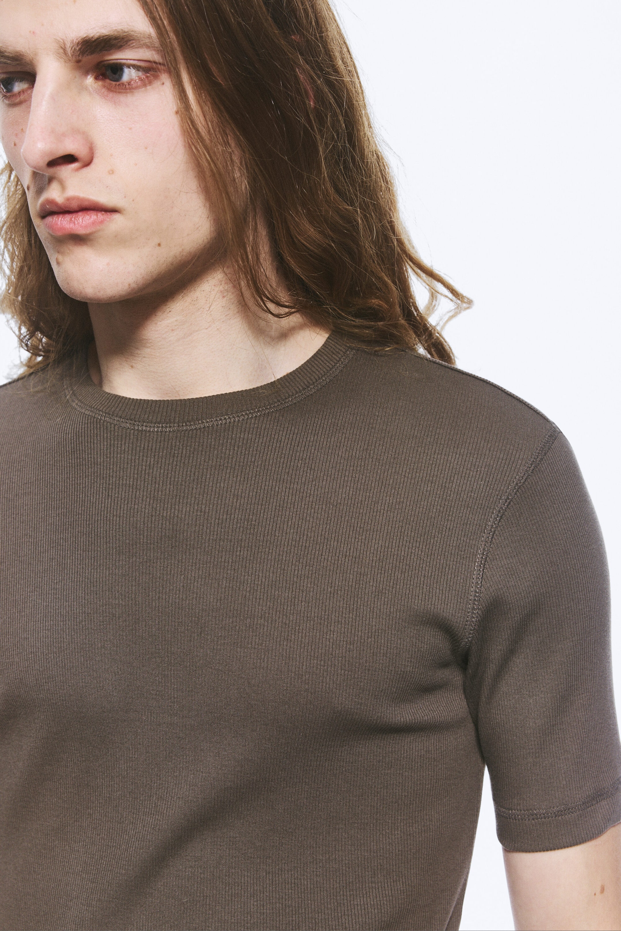 Dark Mole - Classic Slim Ribbed Cotton T-shirt - 2