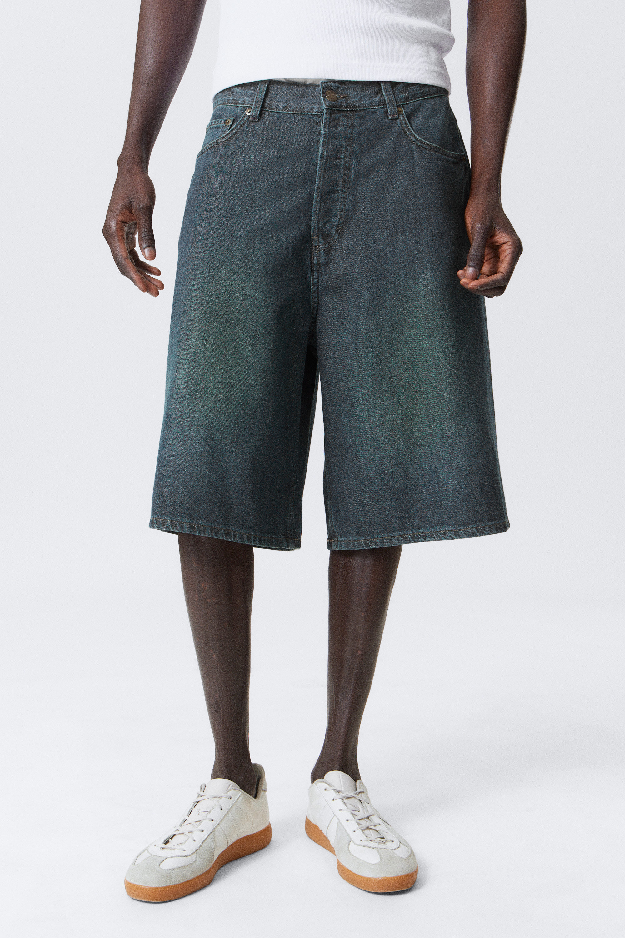 Lake Blue - Medium Blue - Astro Denim Loose Baggy Shorts - 5
