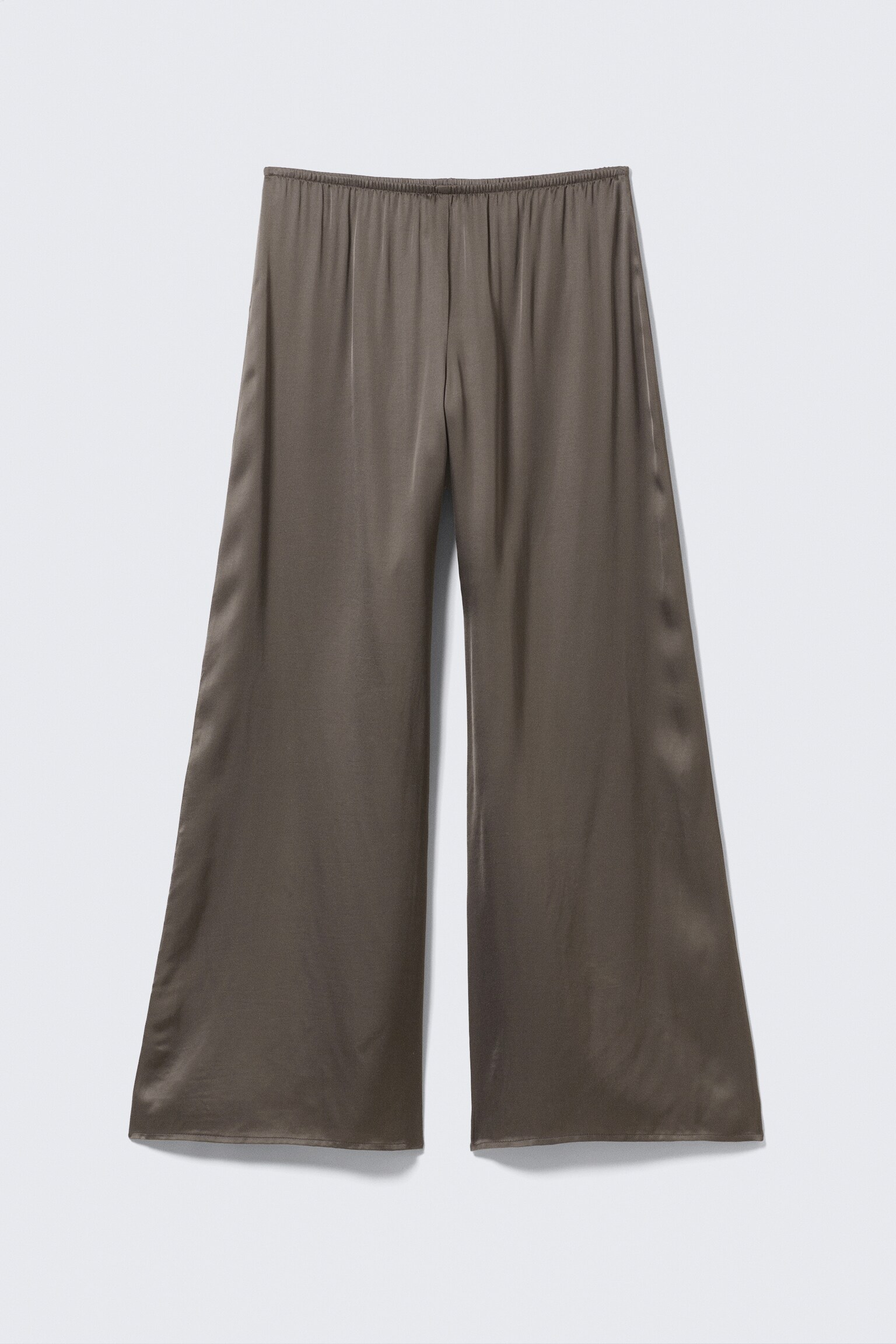 Drapierte Satinhose mit weitem Bein - Dunkles Graubraun/Dunkelgrau