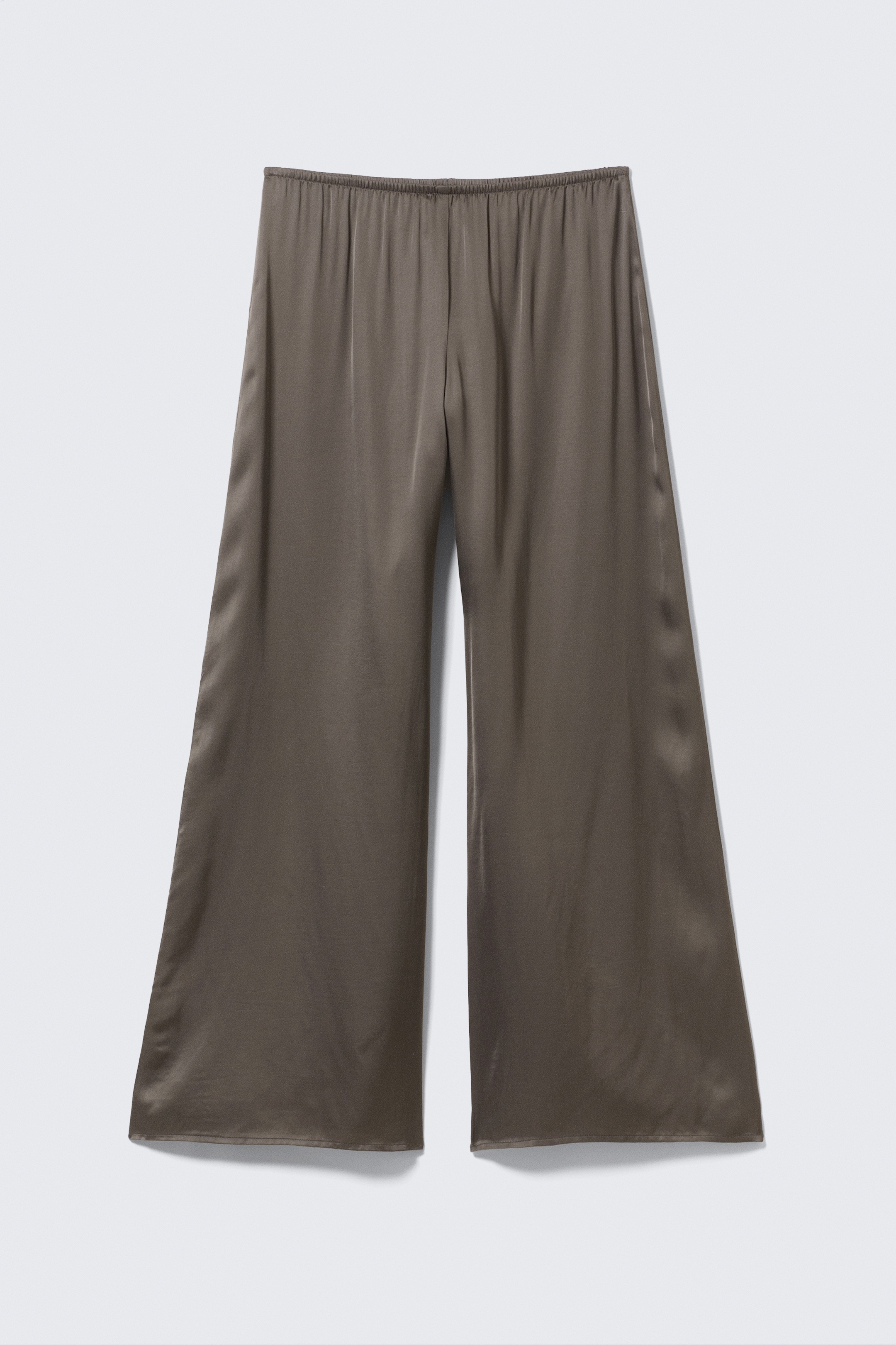 Zobrazit větší obrázek: Draped Wide-Leg Satin Trousers - Dark Mole - ŽENY | H&M CZ 1