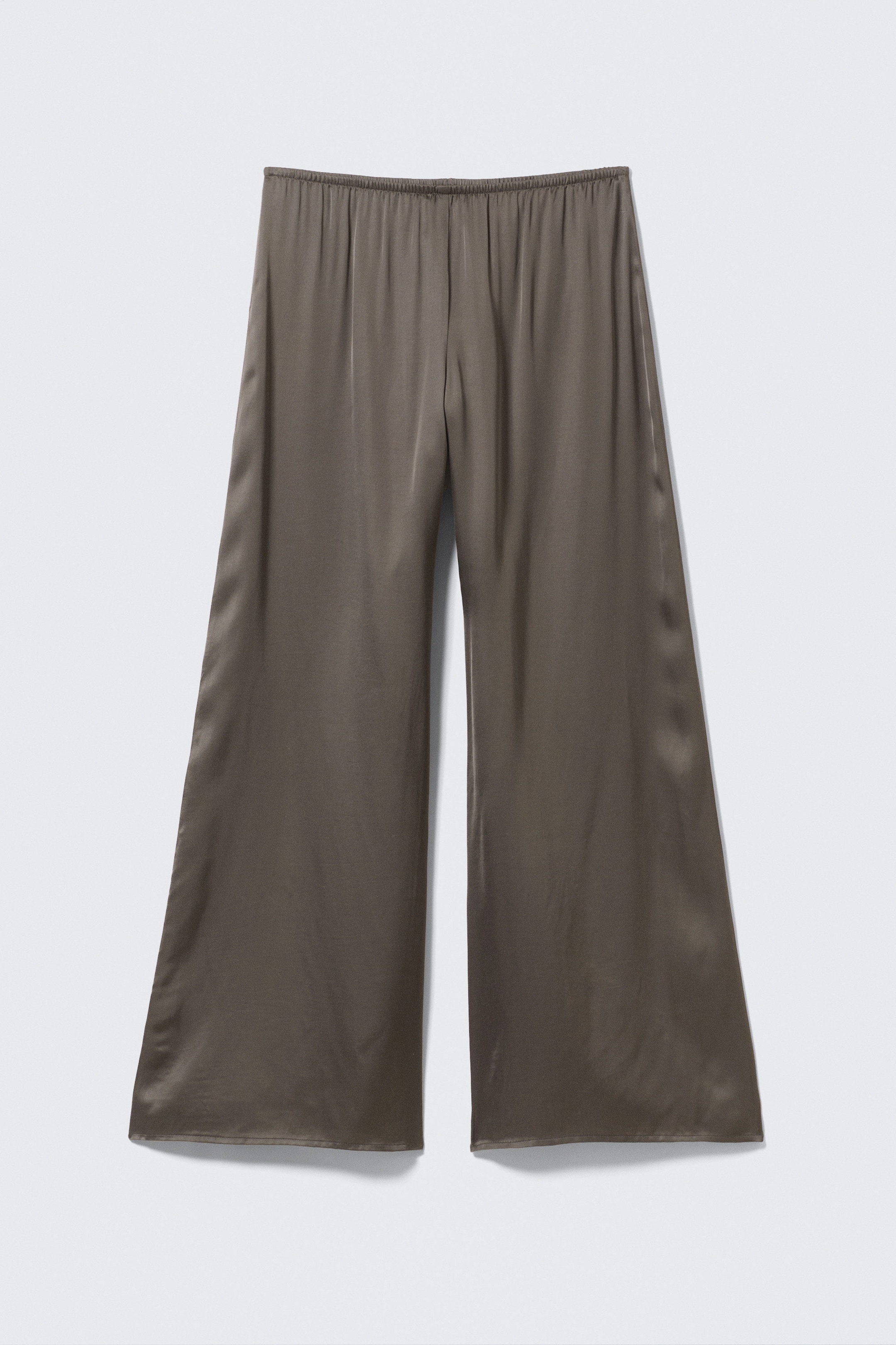 Mörk mullvad - Draperade satinbyxor med vida ben - 1
