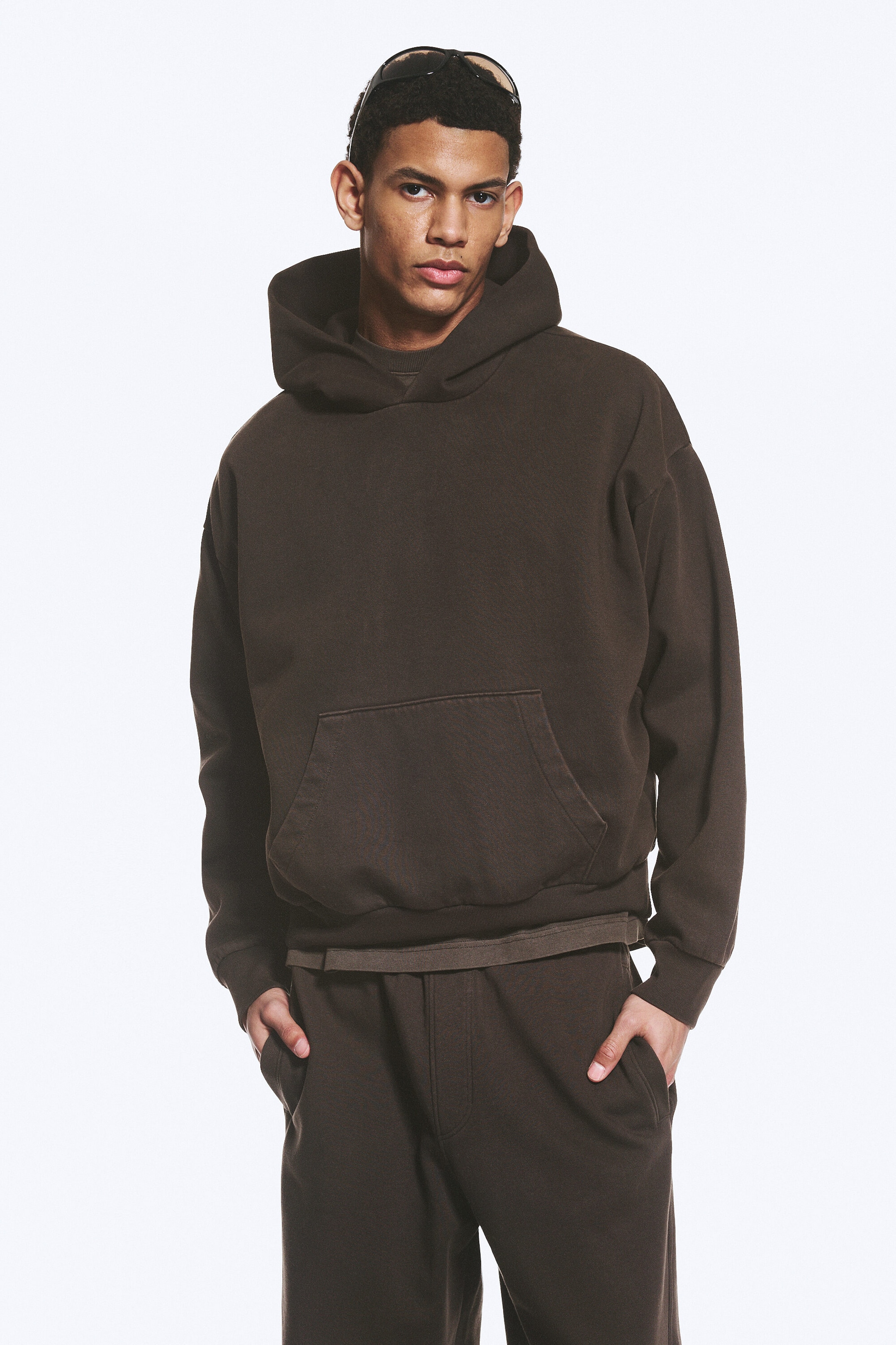 Washed Dark Brown - Loose Fit Hoodie - 2