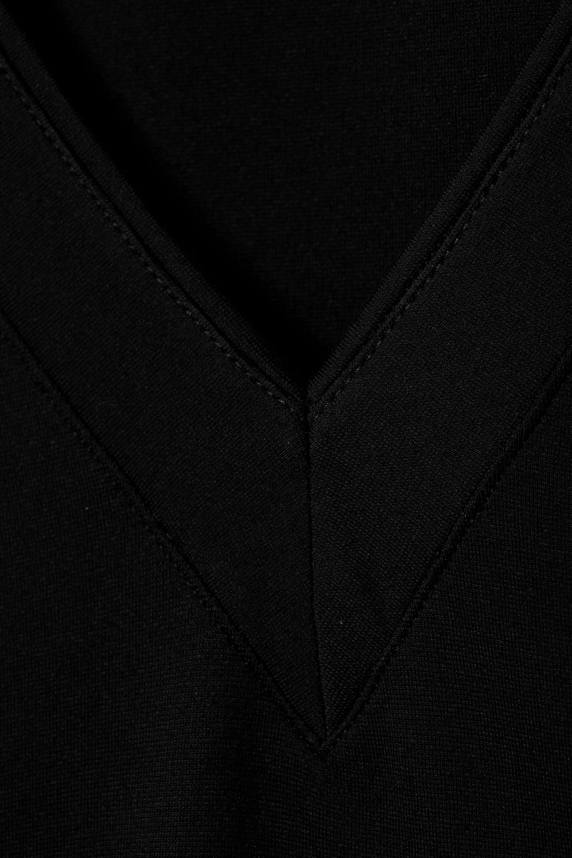 Black - Fitted Flare-Sleeved V-Neck Top - 2