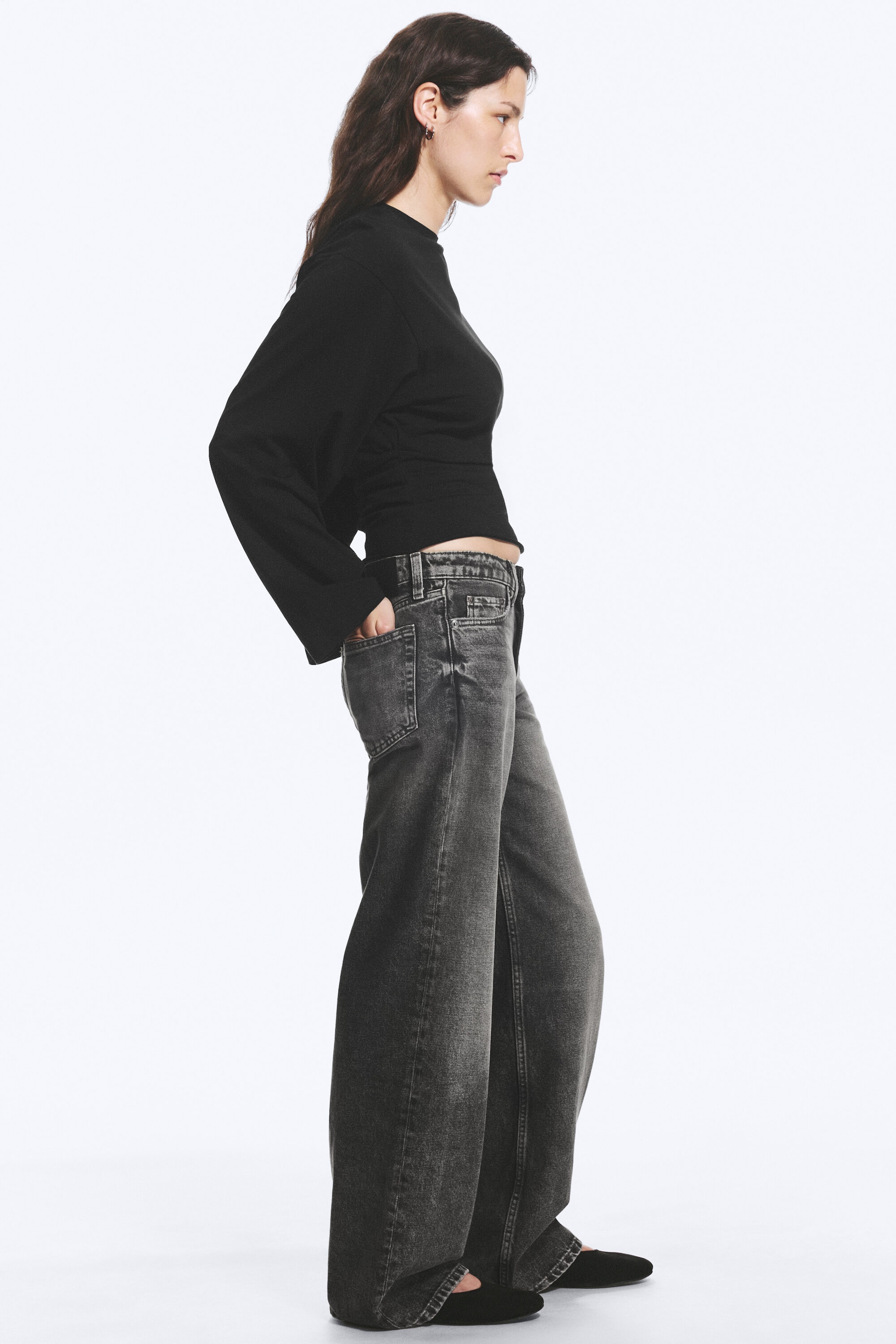 Redondo Black - Svart - Ample jeans med lavt liv, vide ben og løs passform - 3