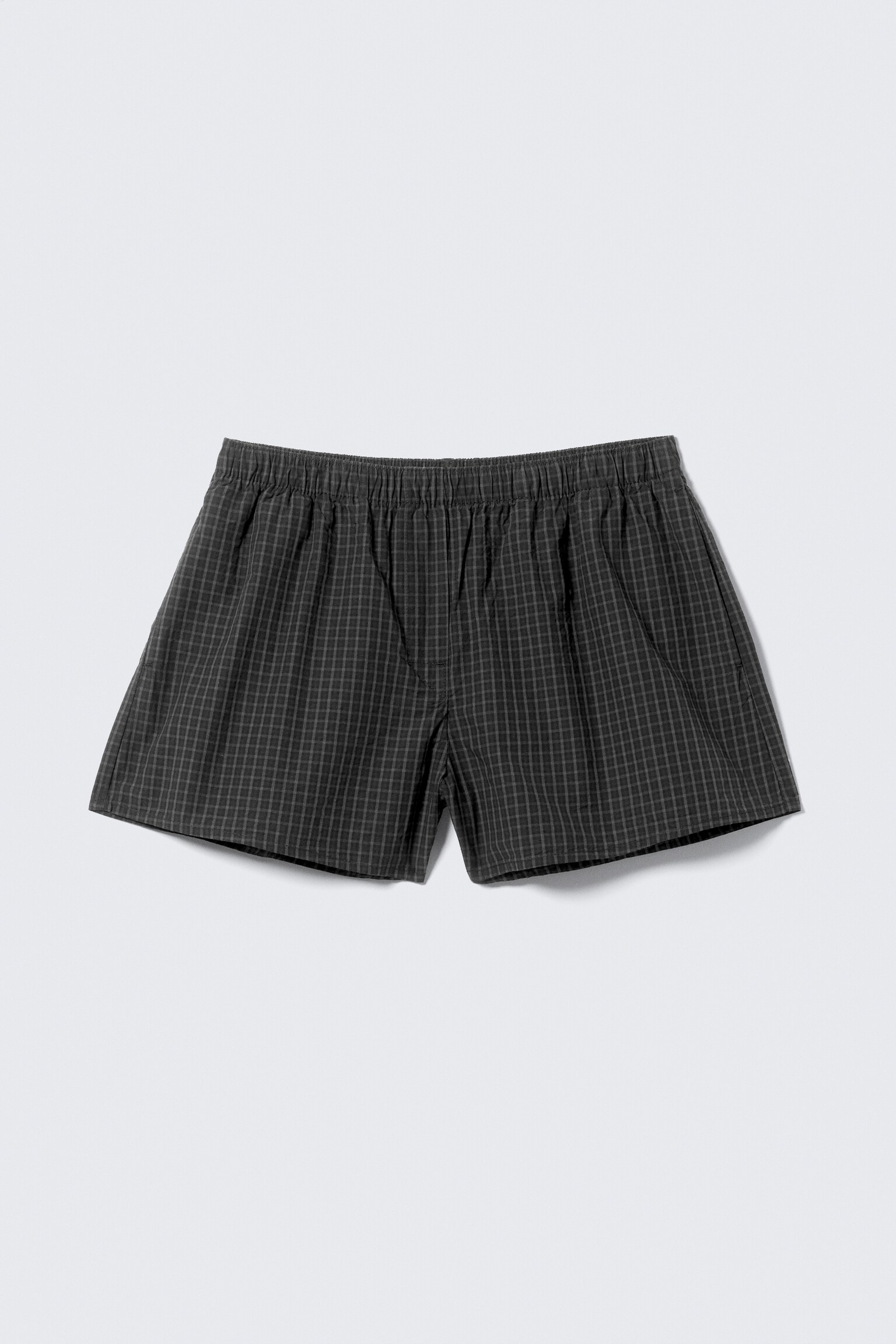 Relaxed Boxer Cotton Shorts - Checked Black - 2