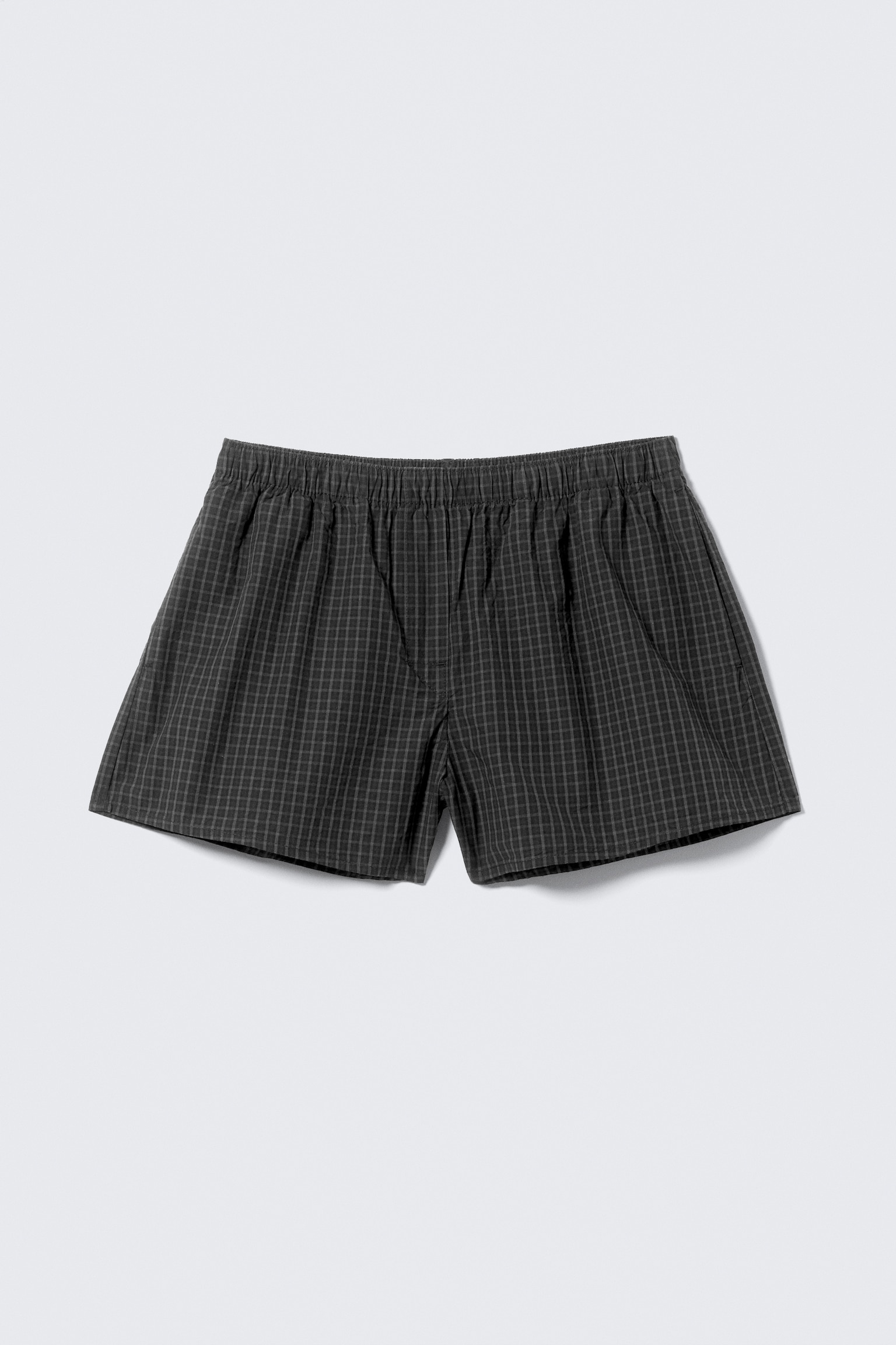Relaxed Boxer Cotton Shorts - Checked Black - 2