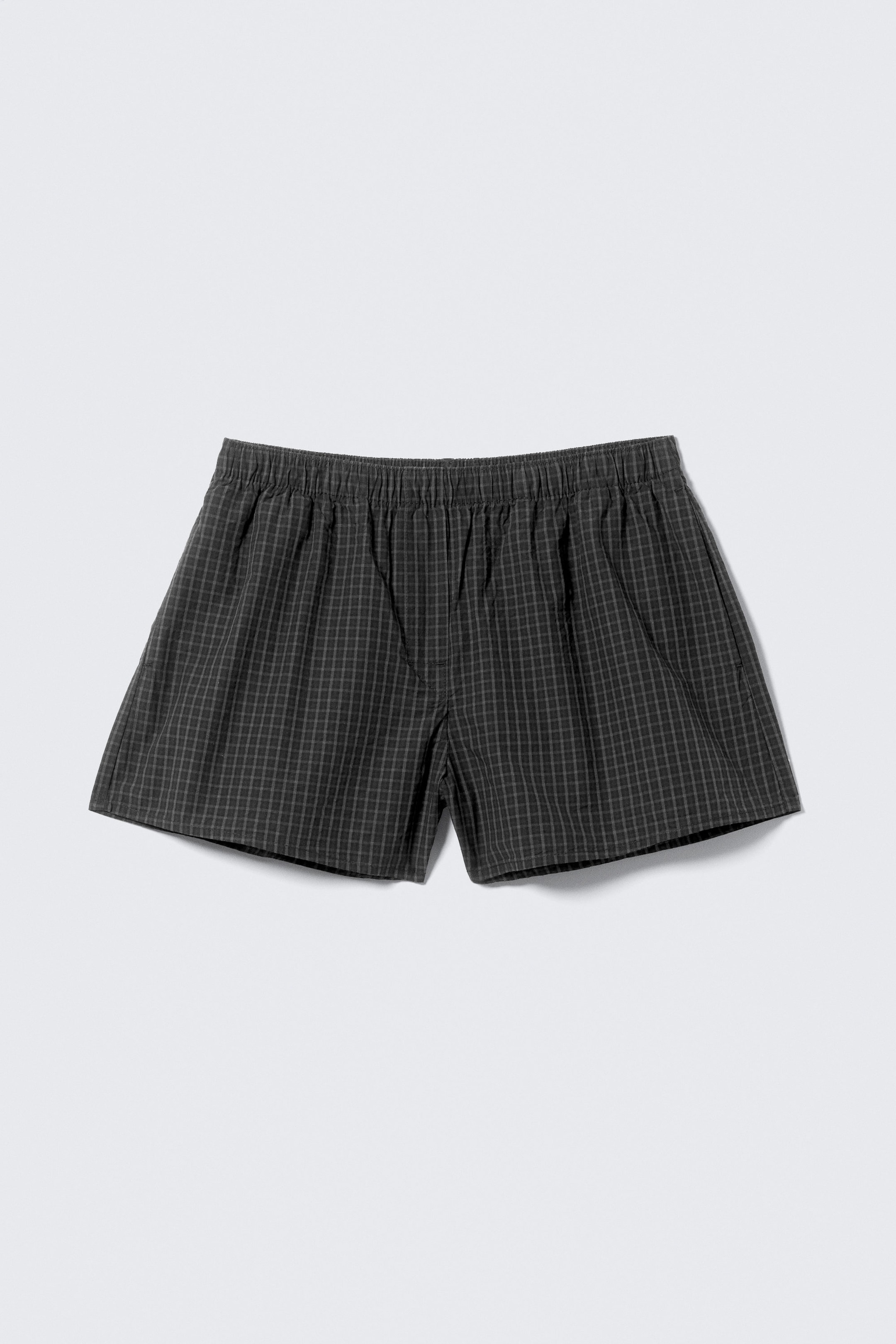 Checked Black - Relaxed Boxer Cotton Shorts - 1