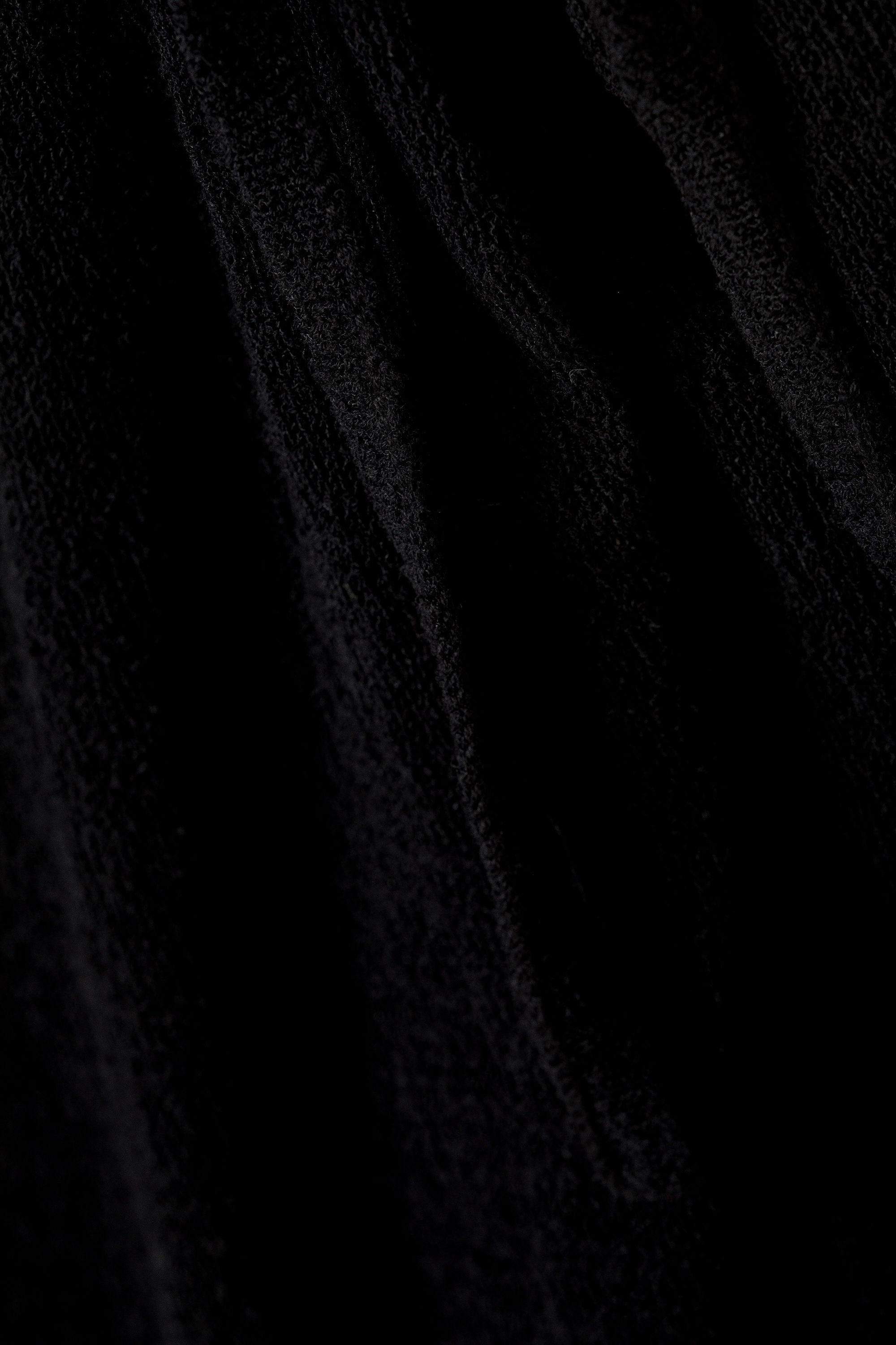 Black - Asymmetric Tie-Shoulder Knitted Sweater - 5