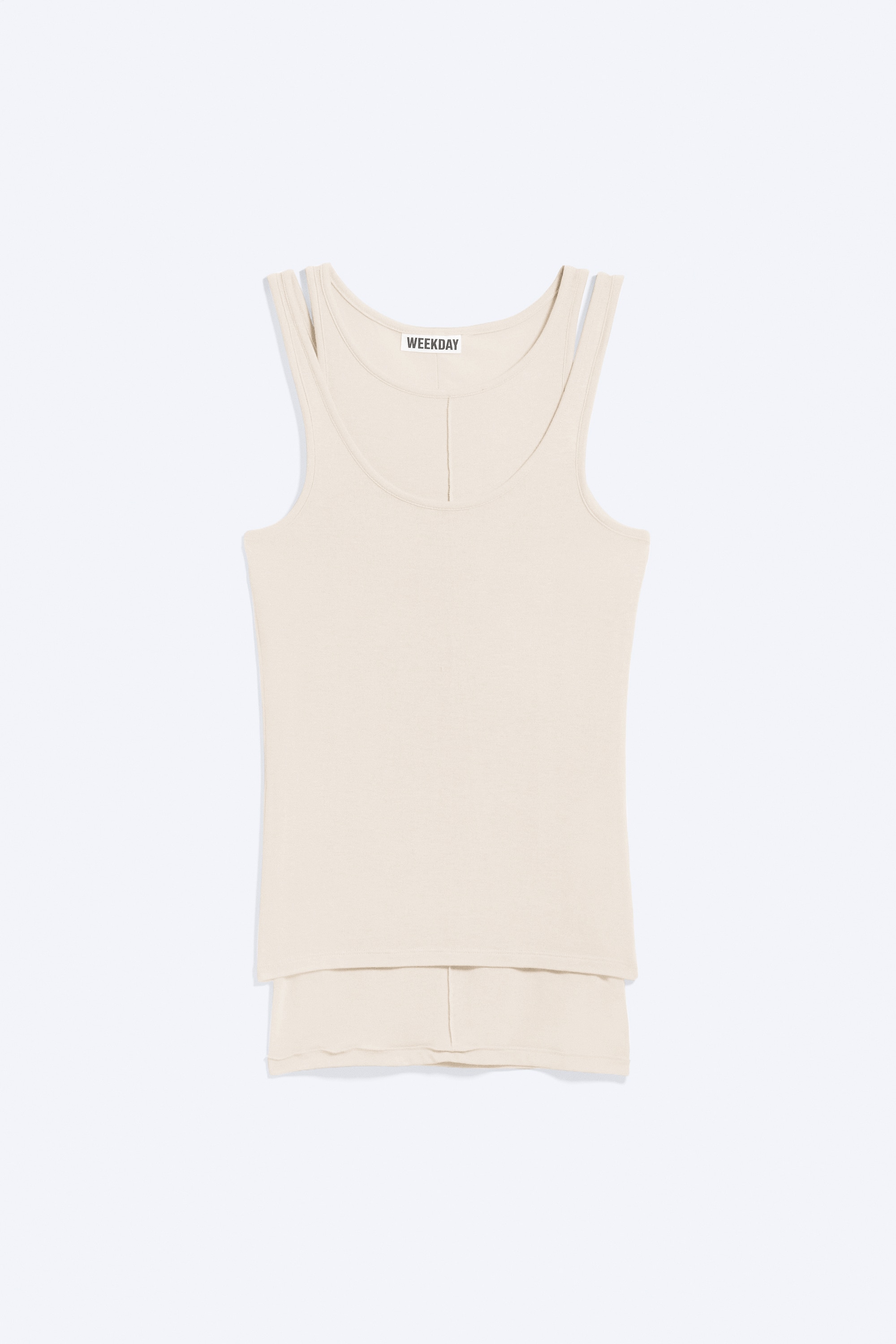 Formet tanktopp i dobbel jersey - Lys beige/Mørk mole