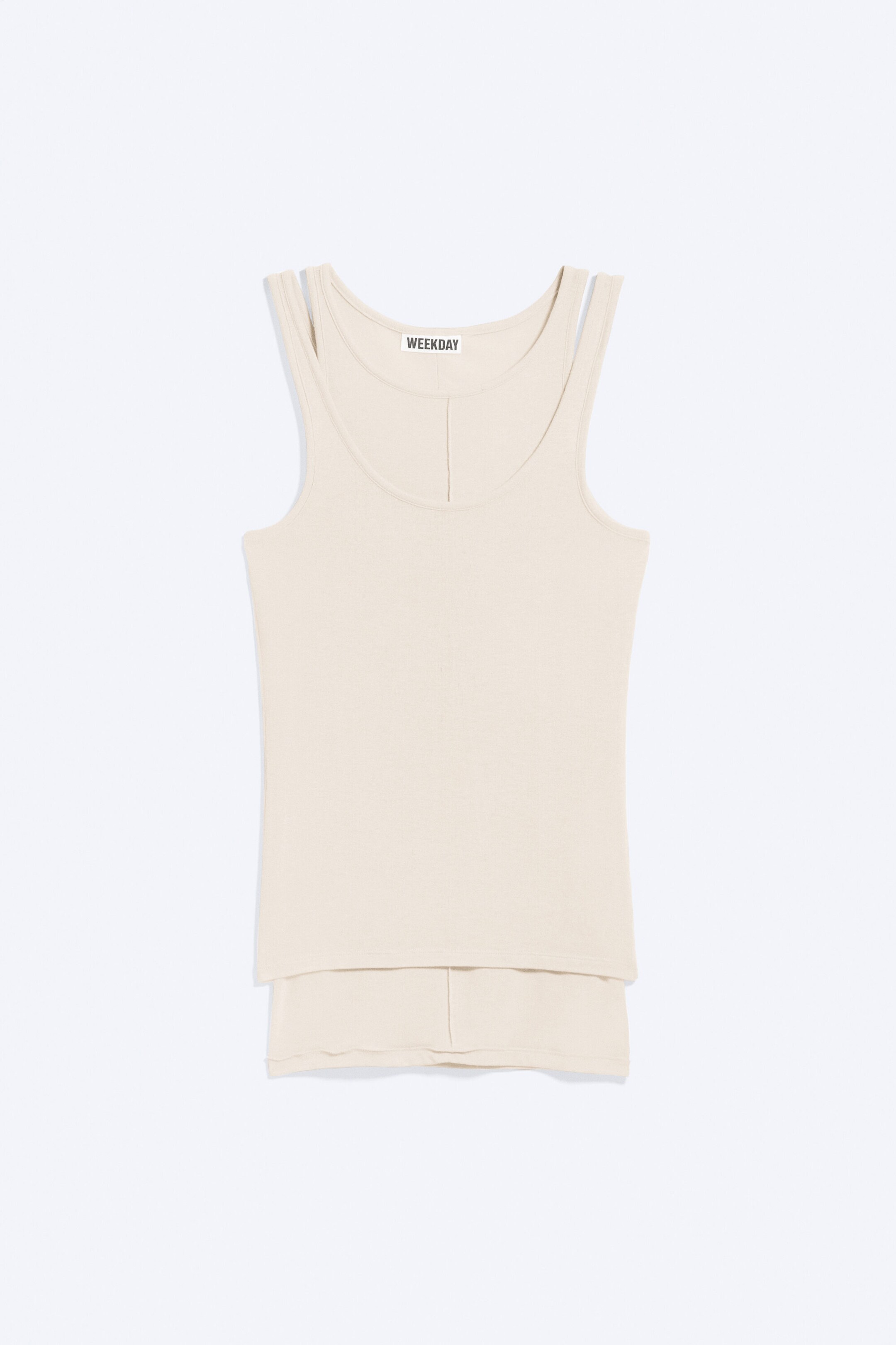 Light Beige - Nauwsluitende dubbellaagse jersey tank - 5