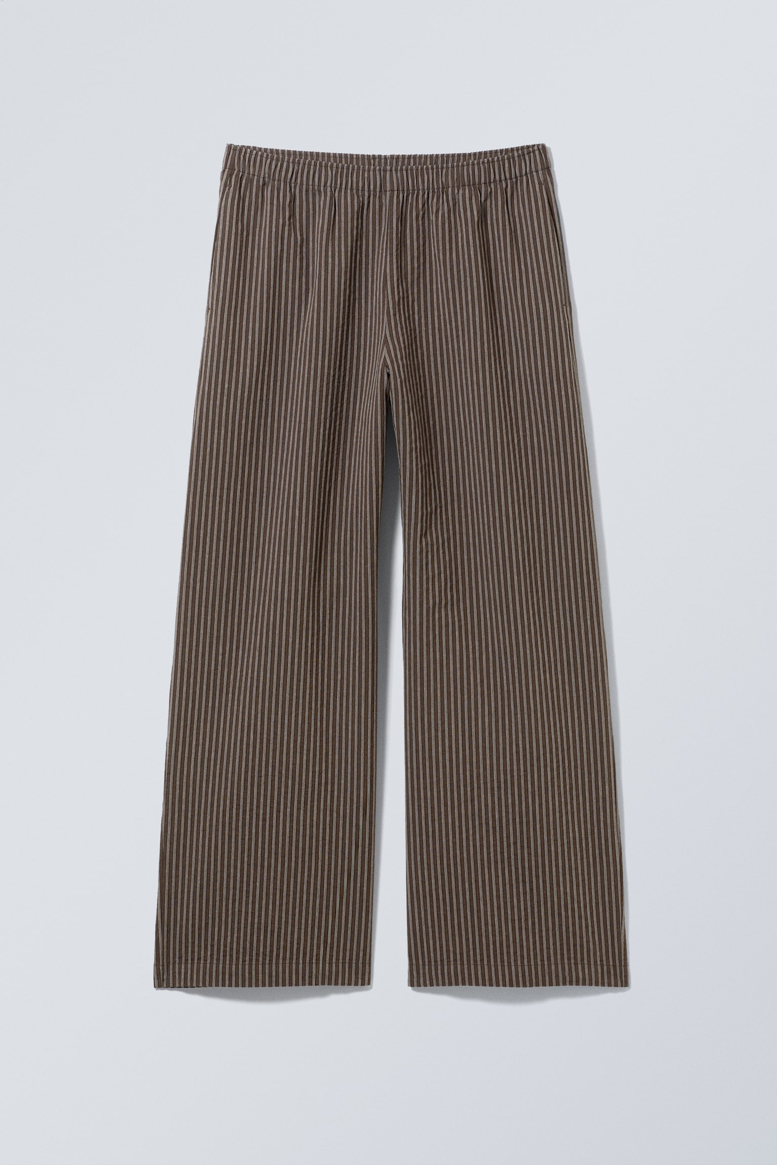 Low Loose Cotton Trousers - Striped Brown/Striped Black