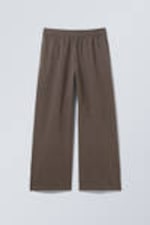 Striped Brown - Low Loose Cotton Trousers - 4