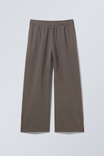 Striped Brown - Low Loose Cotton Trousers - 0
