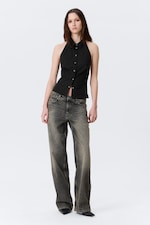 Black - Sleeveless Halterneck Shirt Top - 2