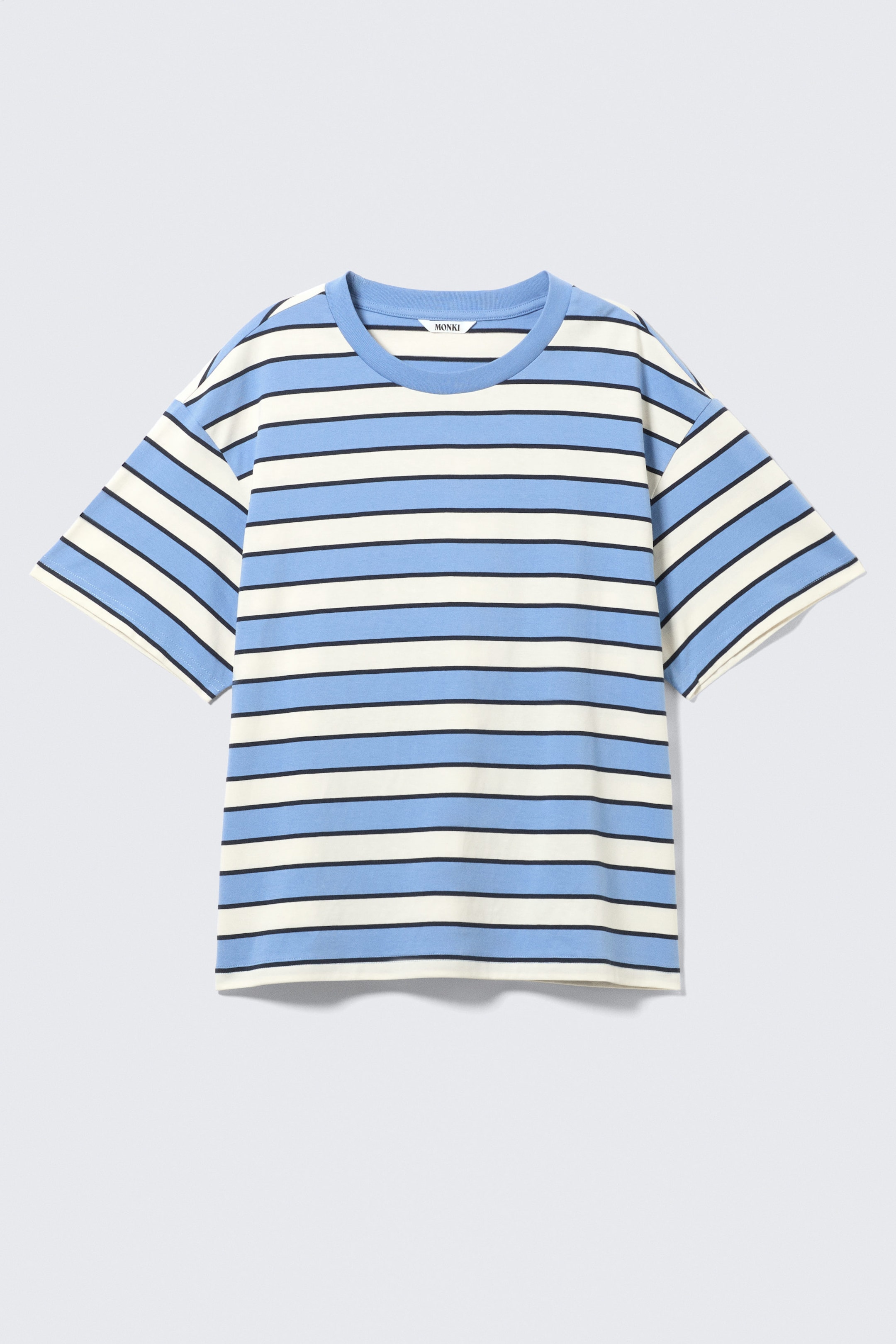 Blauw en wit gestreept - Katoenen boxy T-shirt - 3