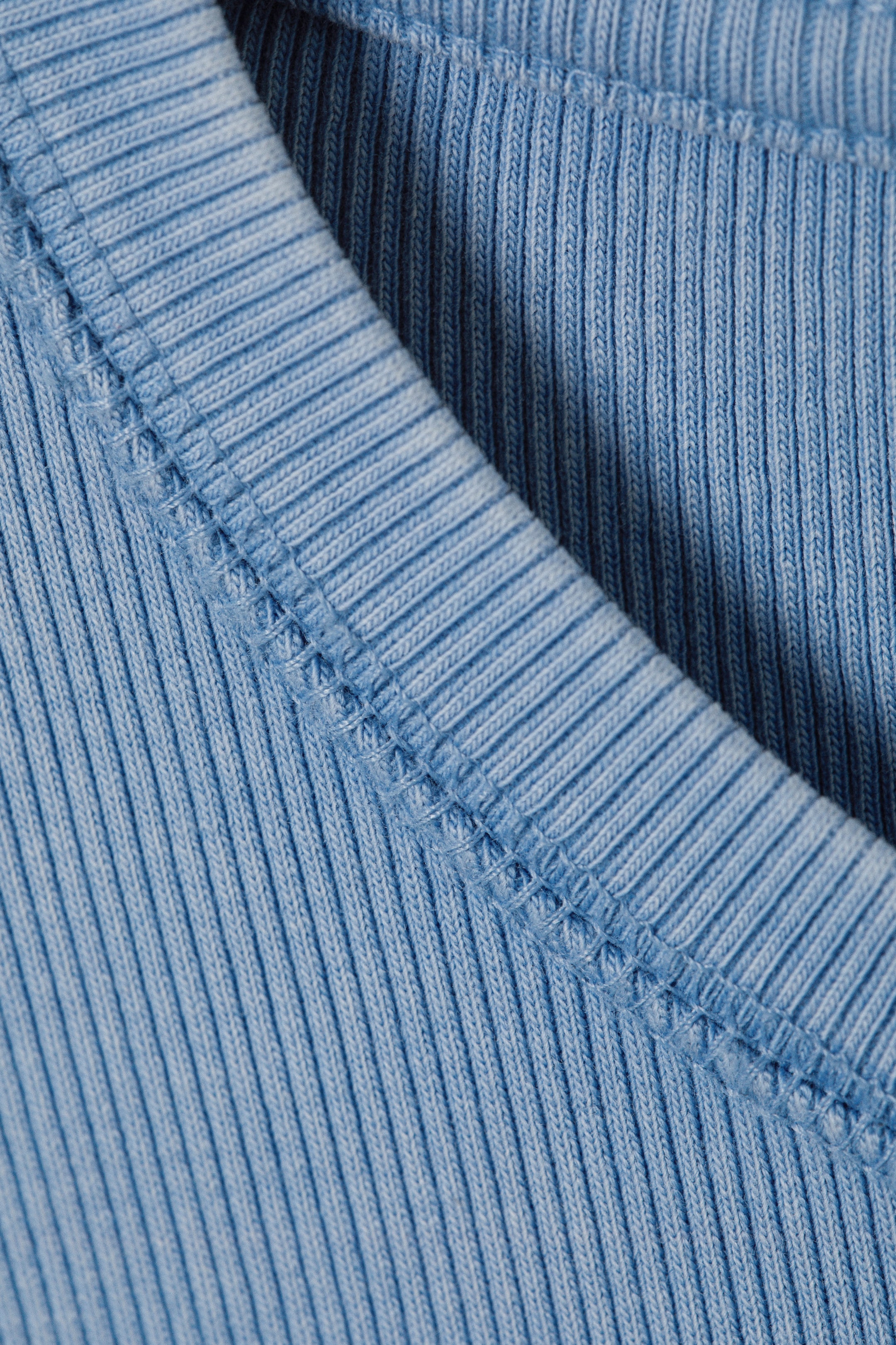 Washed Blue - Ribbed Long-Sleeved T-shirt - 4