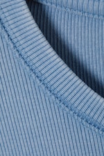 Washed Blue - Ribbed Long-Sleeved T-shirt - 4