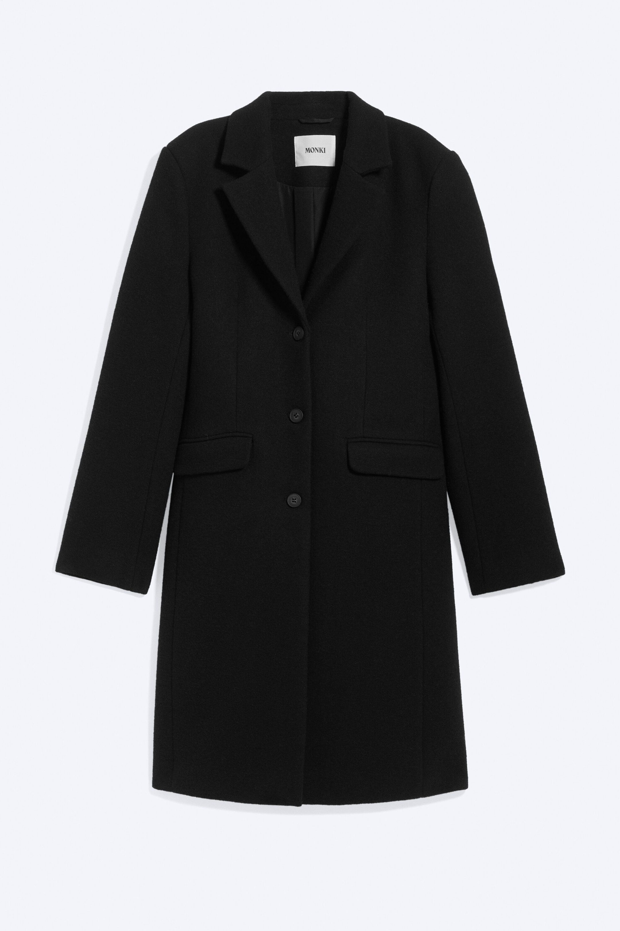 Black - 70s Knee-length wool coat - 4