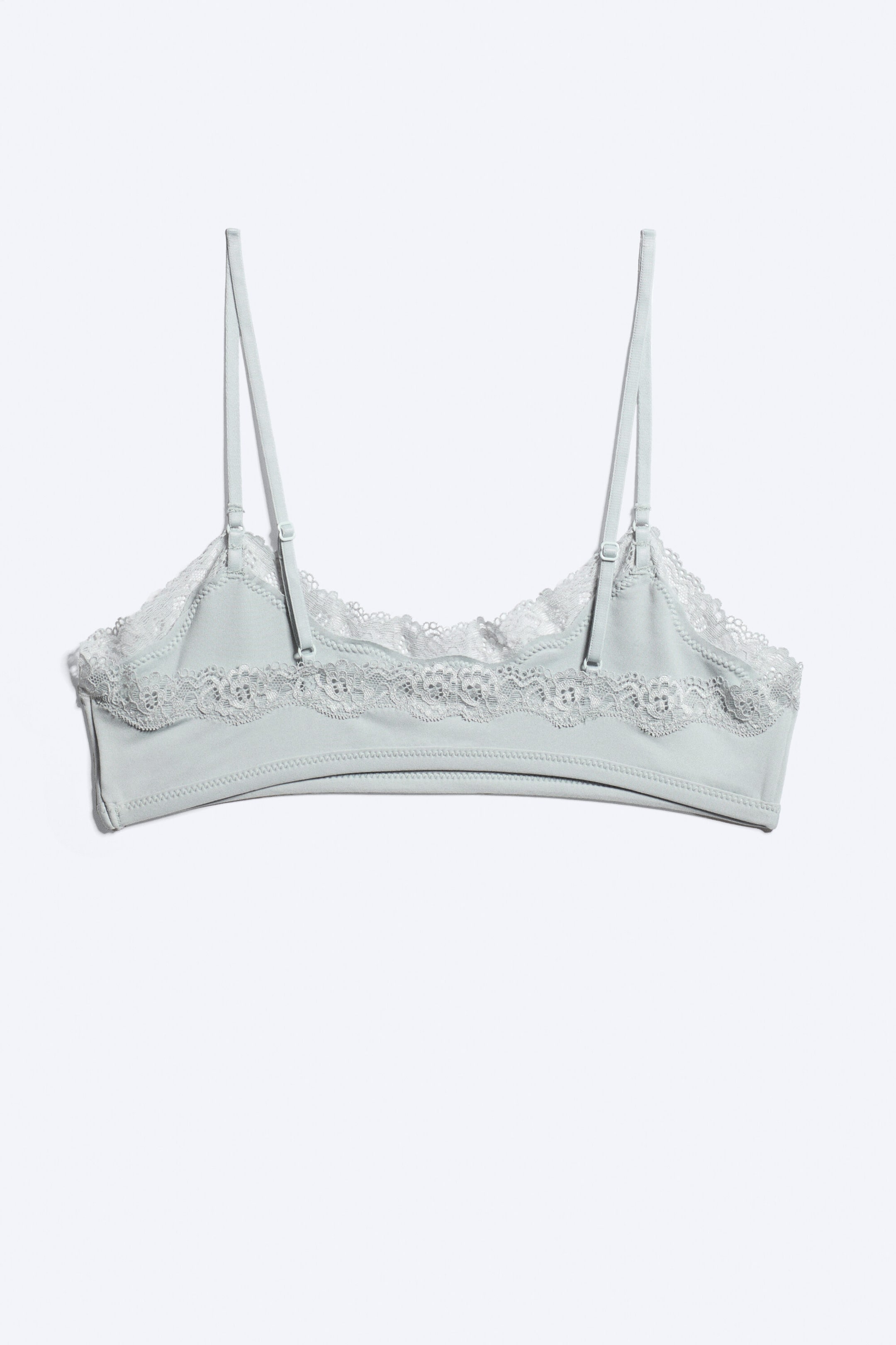 Dusty Light Grey - Scooped Soft Lace Bra - 4
