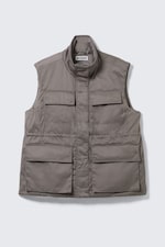 Dark Grey - Oversized Padded Utility Vest - 6