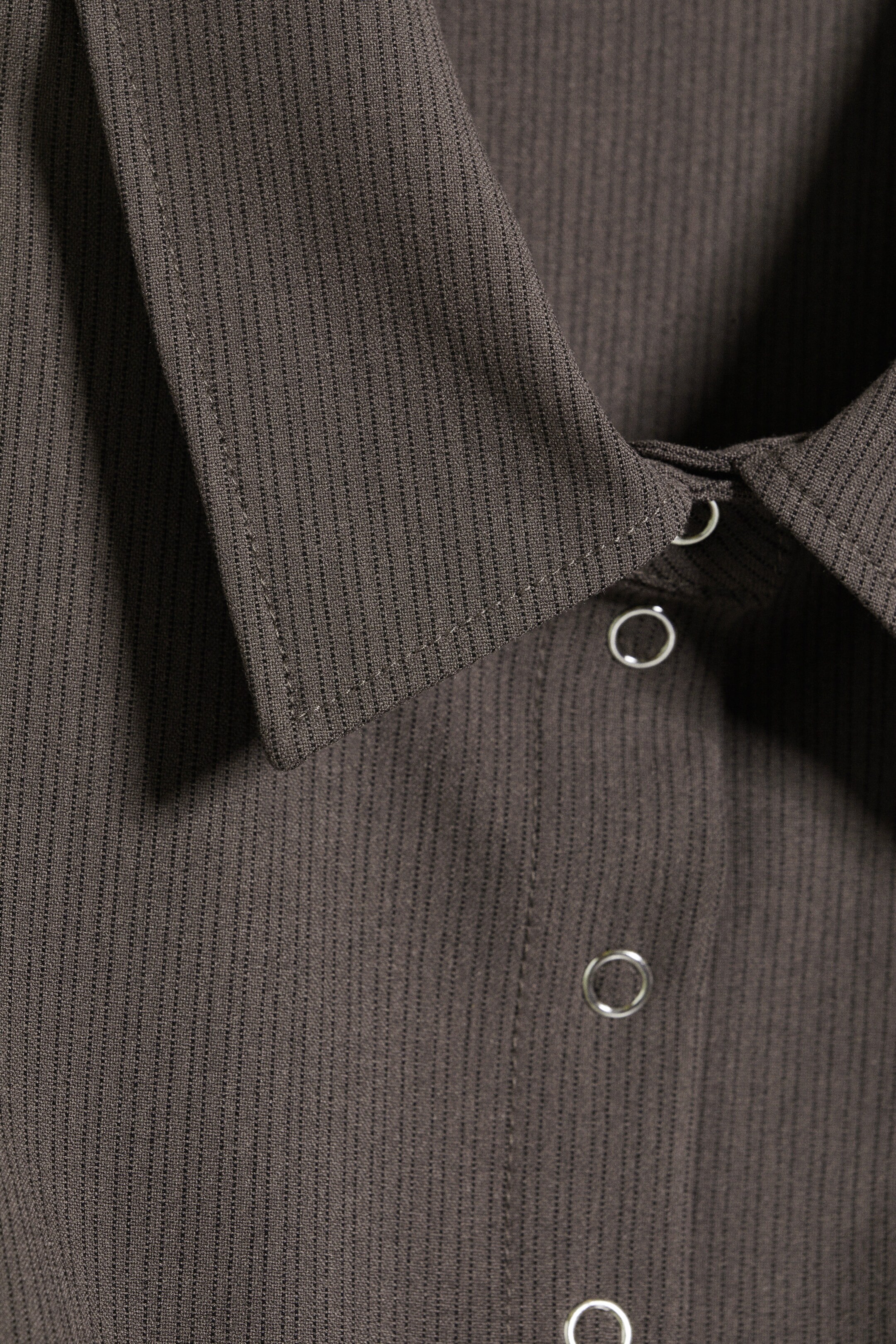 Dark Mole - Slim Fit Short-Sleeved Crepe Shirt - 5