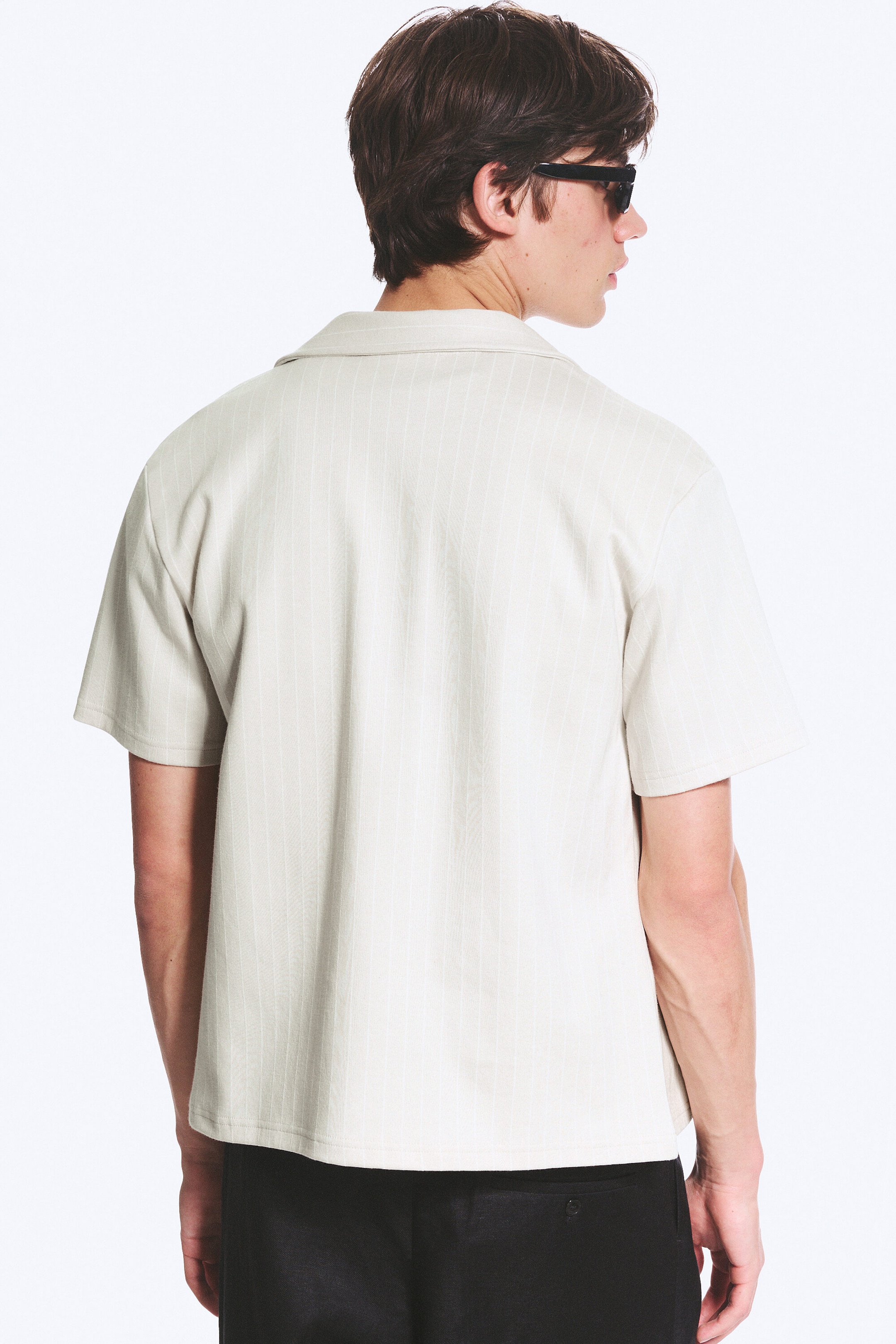 Taupe cendré clair - Chemise texturée à manches courtes - 2