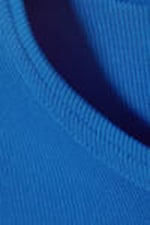 Bright Blue - Slim Fit Ribbed Cotton T-shirt - 4