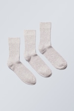 Helles Maulwurfsgrau - 3er Pack Socken Selma - 0