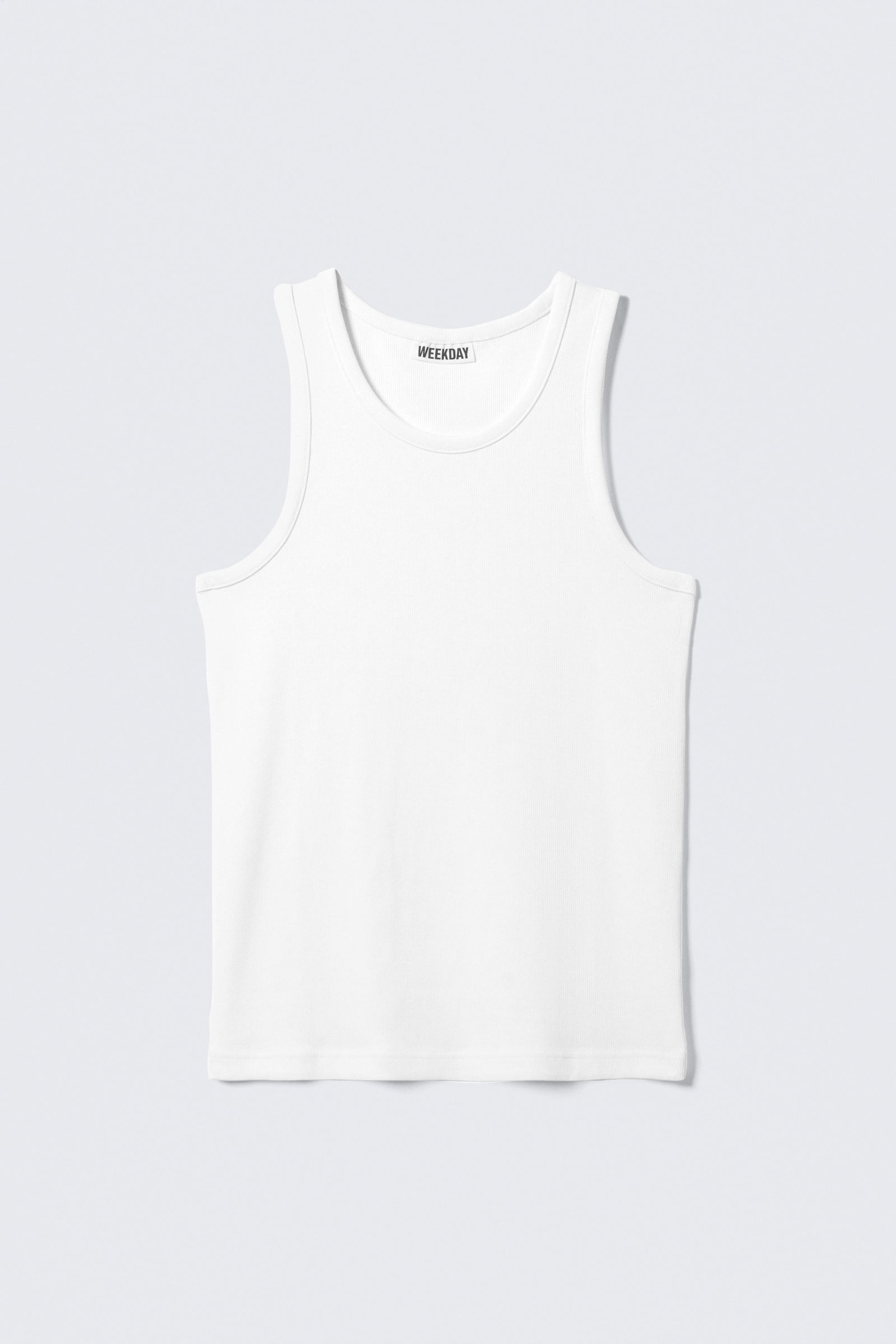 White - Regular Fit Ribbed Tank Top - 3