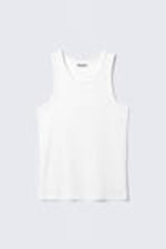 White - Regular Fit Ribbed Tank Top - 3