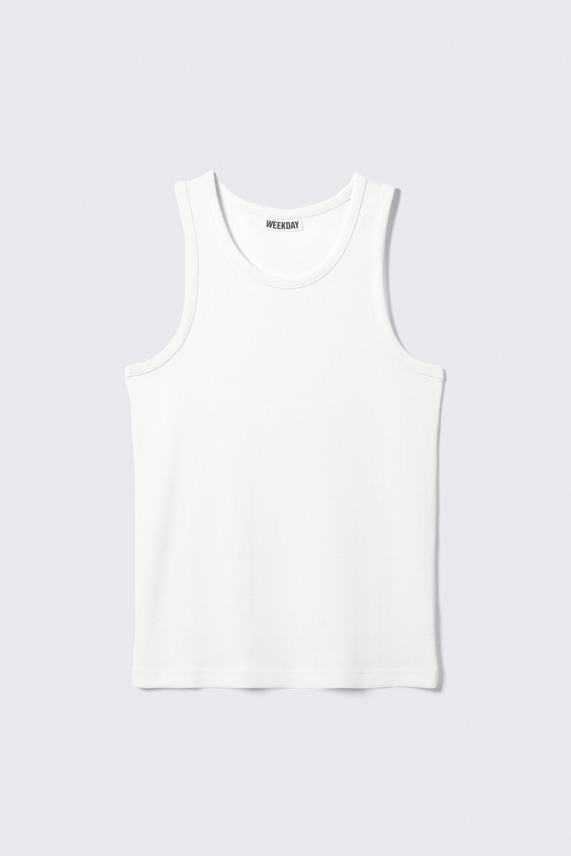 Wit - Geribde regular fit tanktop - 3
