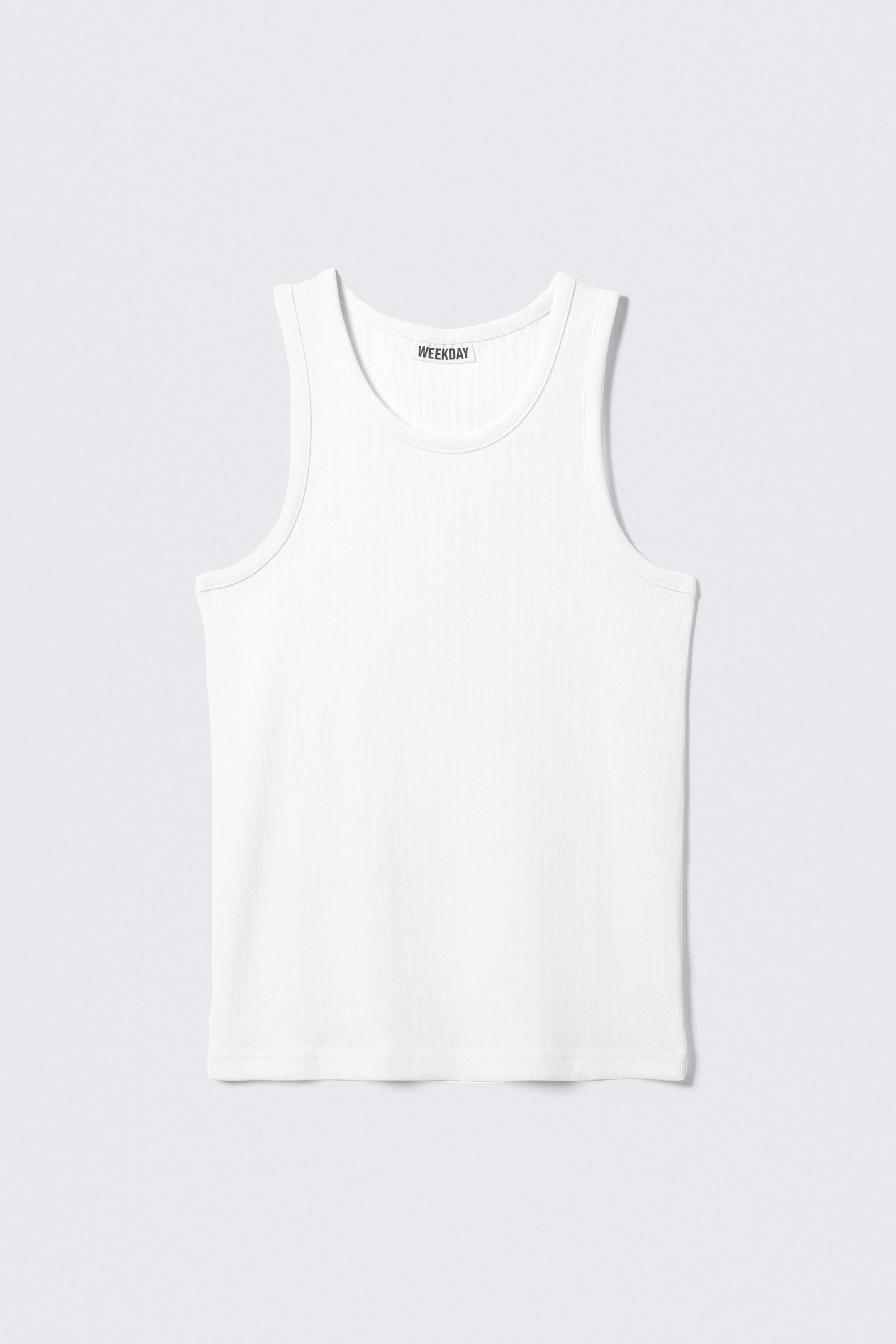 White - Classic Ribbed Tank Top - 3