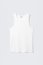 White - Classic Ribbed Tank Top - 3