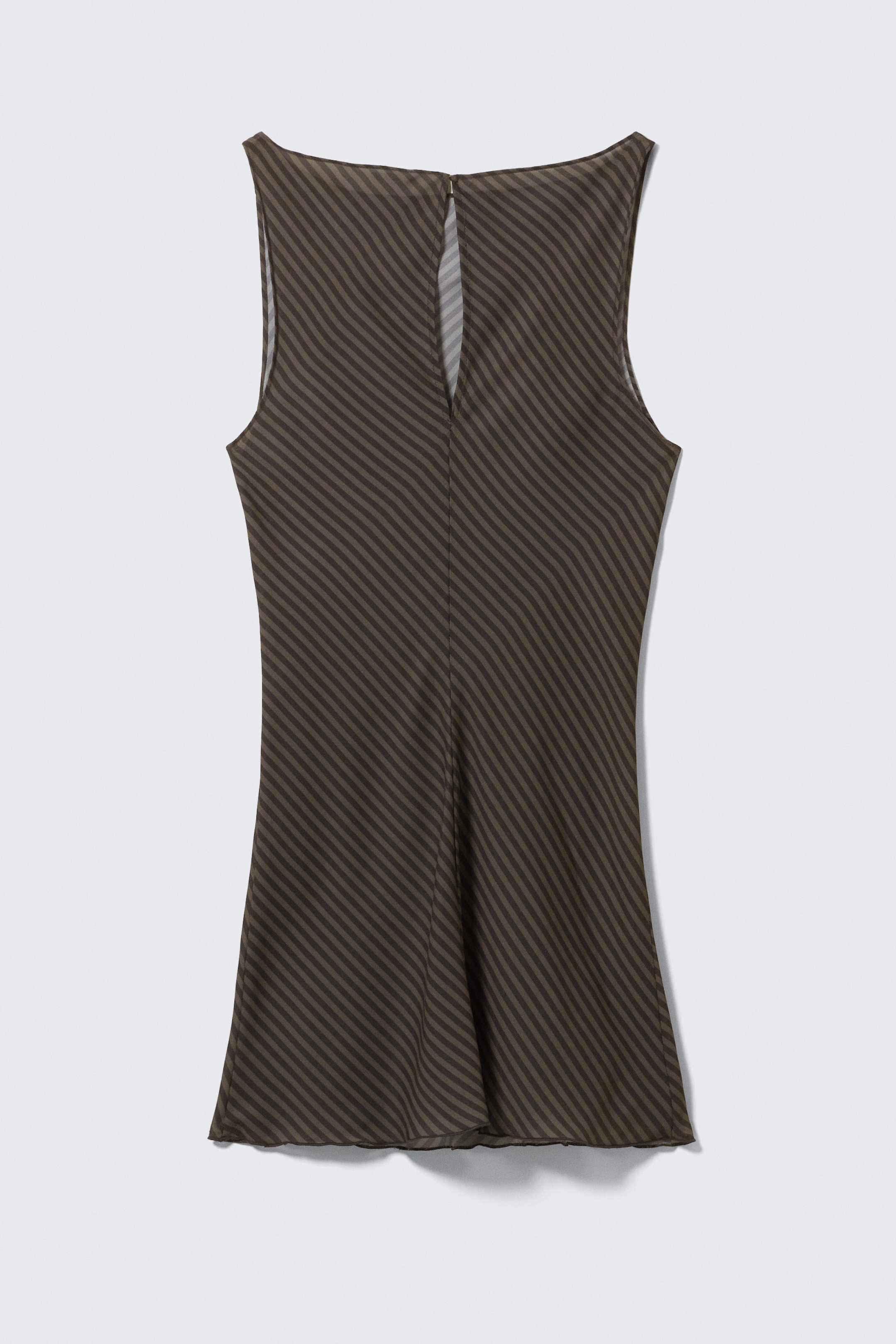 Black & Dark Mole - Sheer Sleeveless Boat-Neck Mini Dress - 2