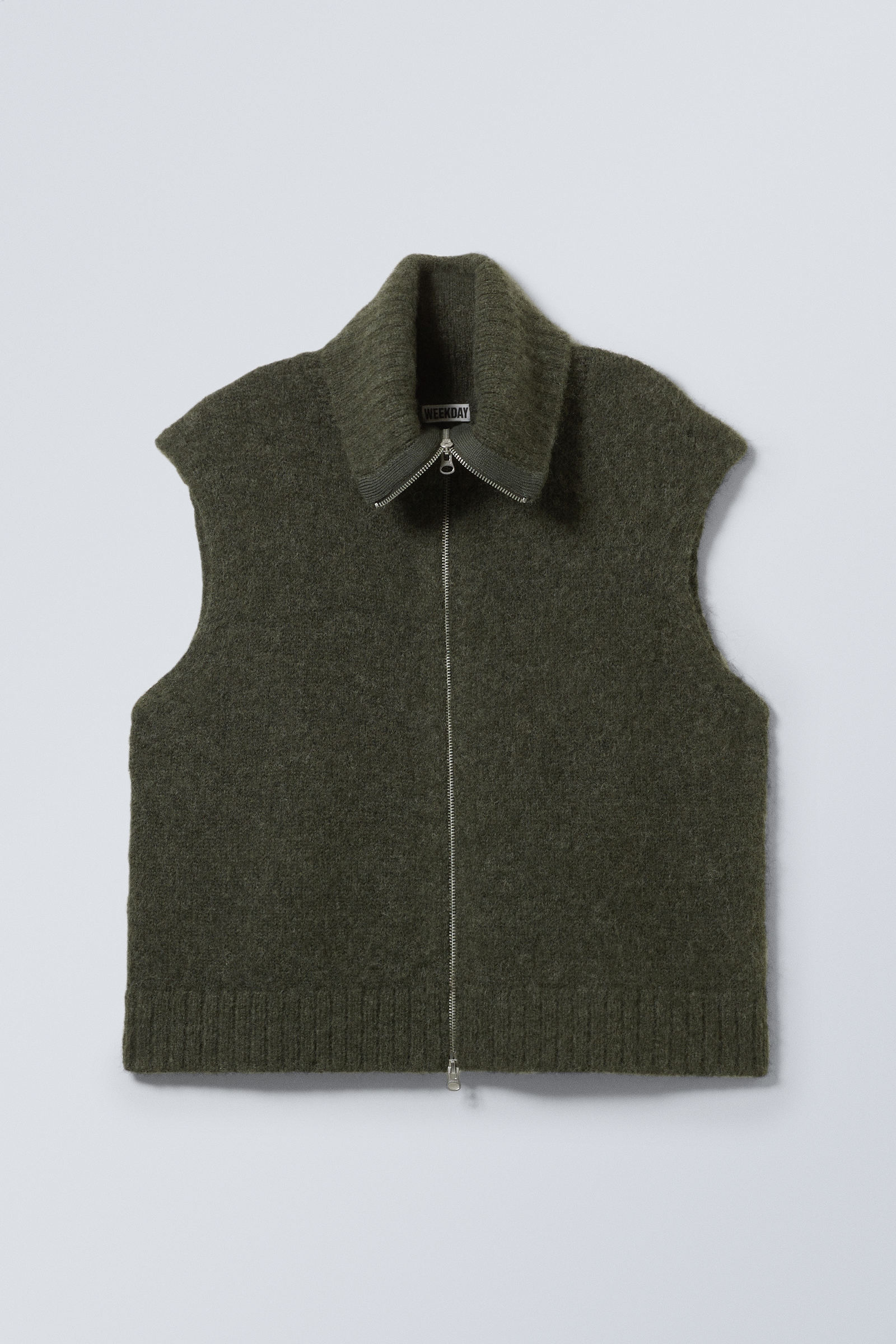 knitted zip vest - Dark Khaki Green | Weekday WW