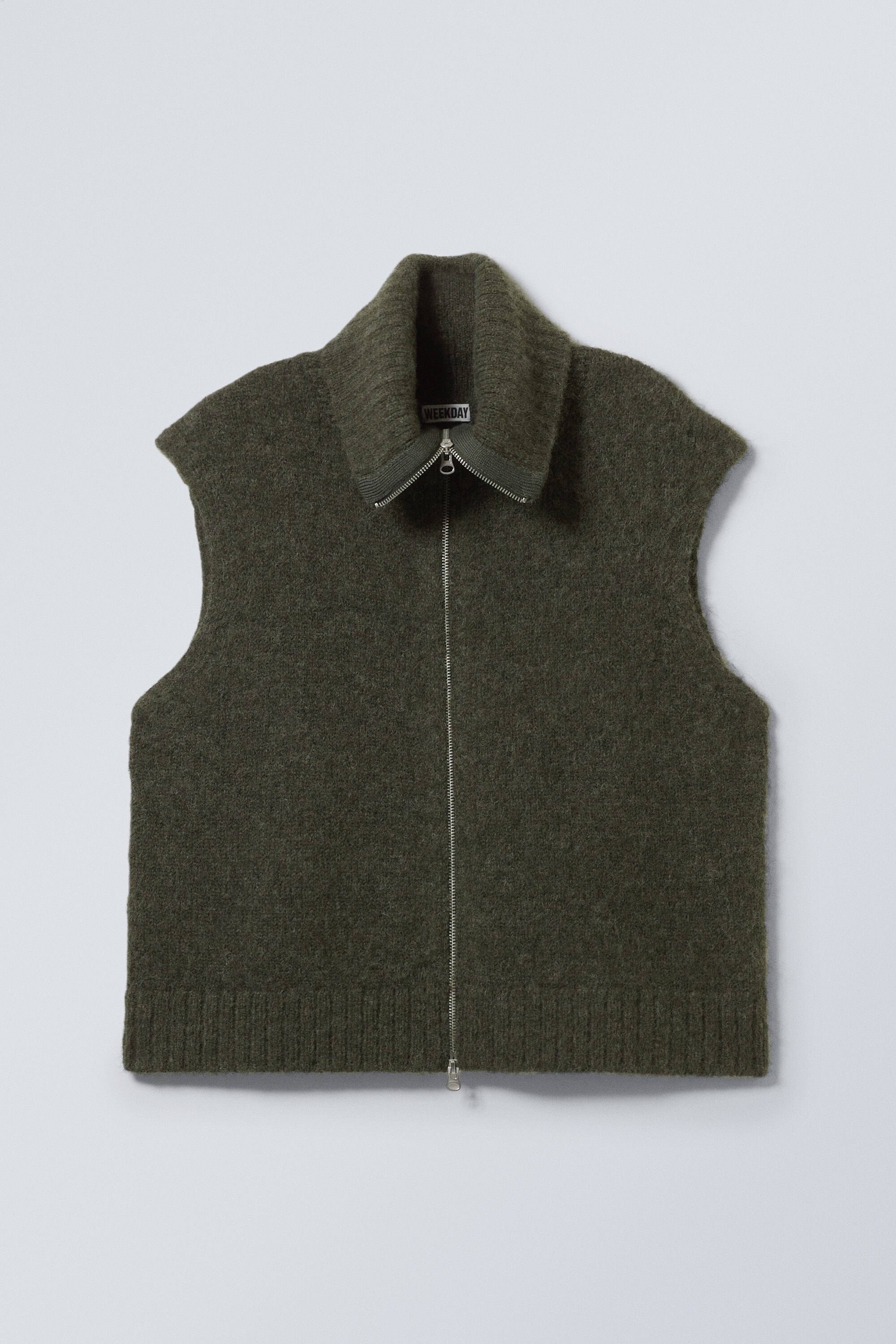 knitted zip vest - Dark Khaki Green | Weekday EU