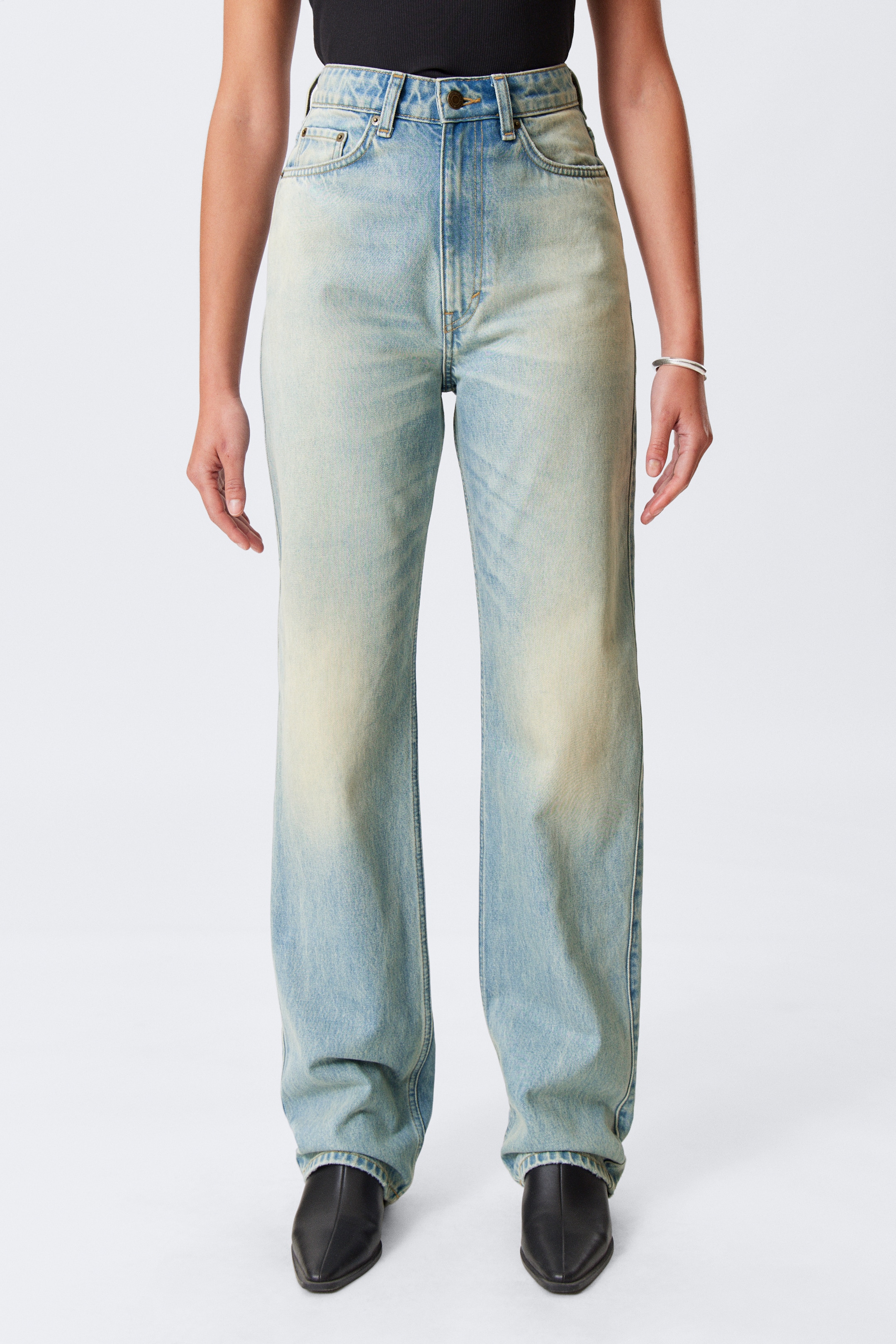 Grotere afbeelding bekijken: Rowe Super High Waisted Regular Straight Leg Jeans - Port Blue - Lichtblauw - DAMES | H&M BE 2