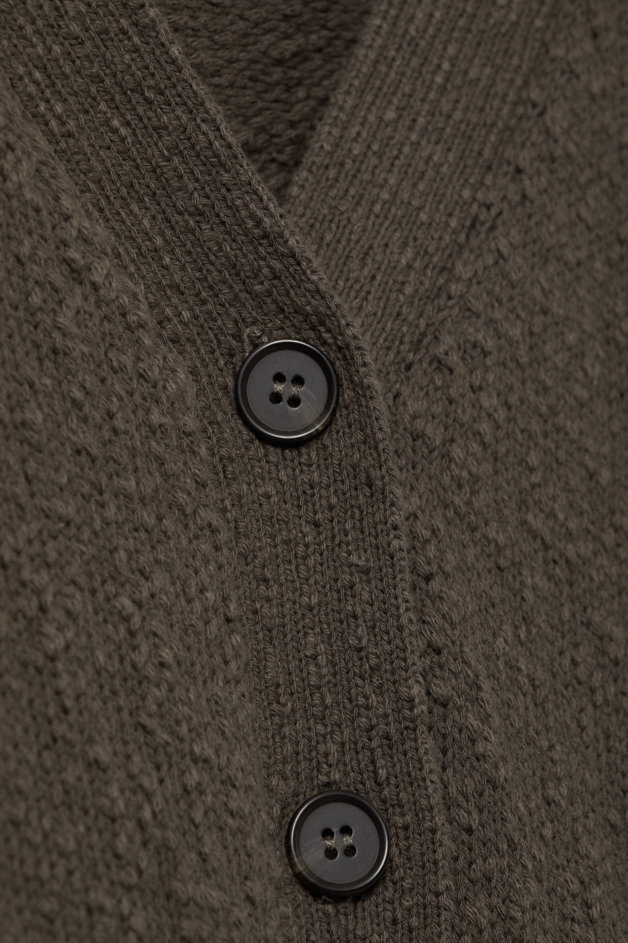 Dark Grey - Knitted Cotton Cardigan - 1