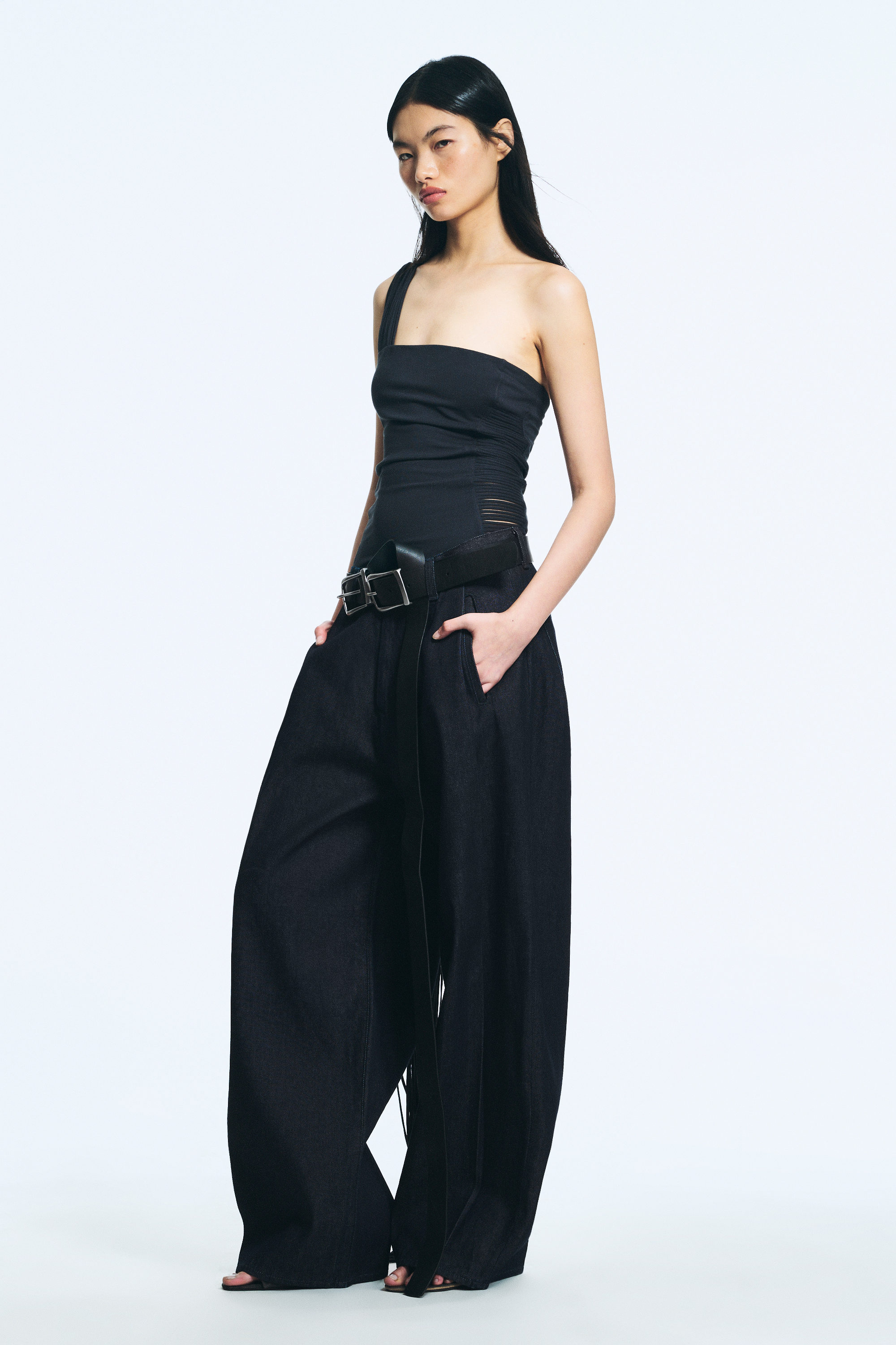 Raw Indigo - Dark Blue - Astro Pleated Baggy Denim Trousers - 1