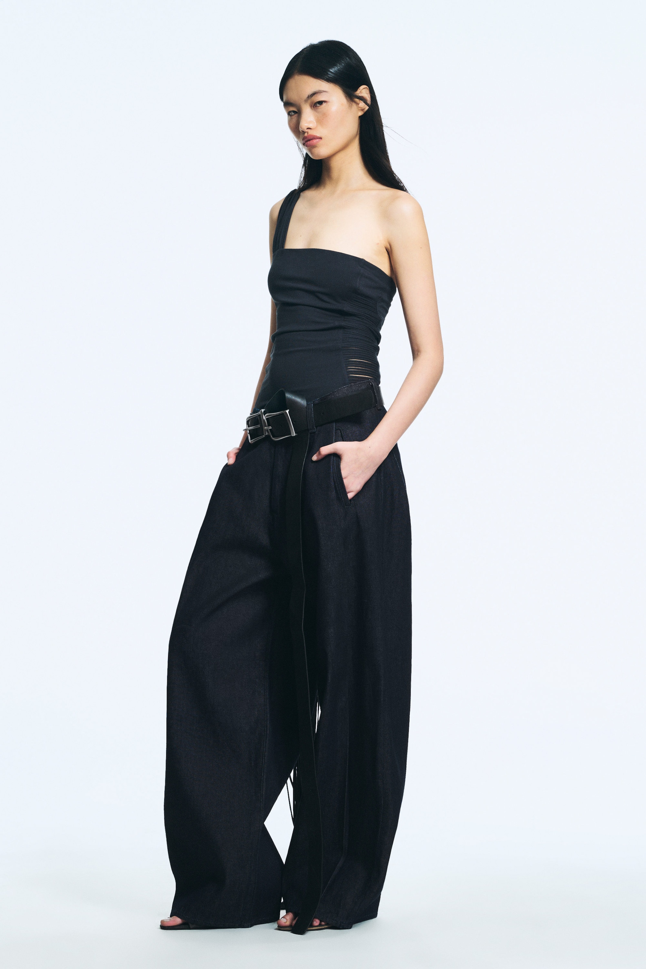 Raw Indigo - Dark Blue - Astro Pleated Baggy Denim Trousers - 1