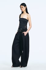 Raw Indigo - Dunkelblau - Astro Pleated Baggy Denim Trousers - 0