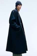 Black - Oversized Single-Breasted Wool Blend Coat - 2