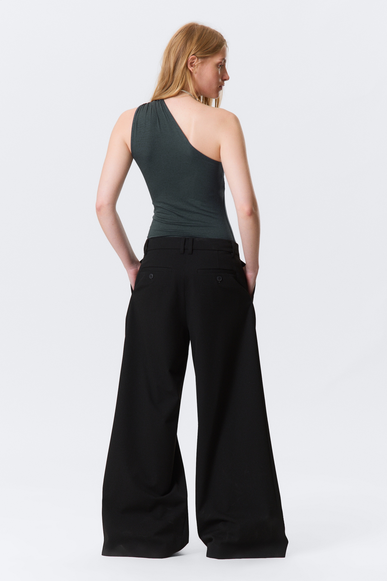 One-shoulder cut-out top - Petrol/Black - 4