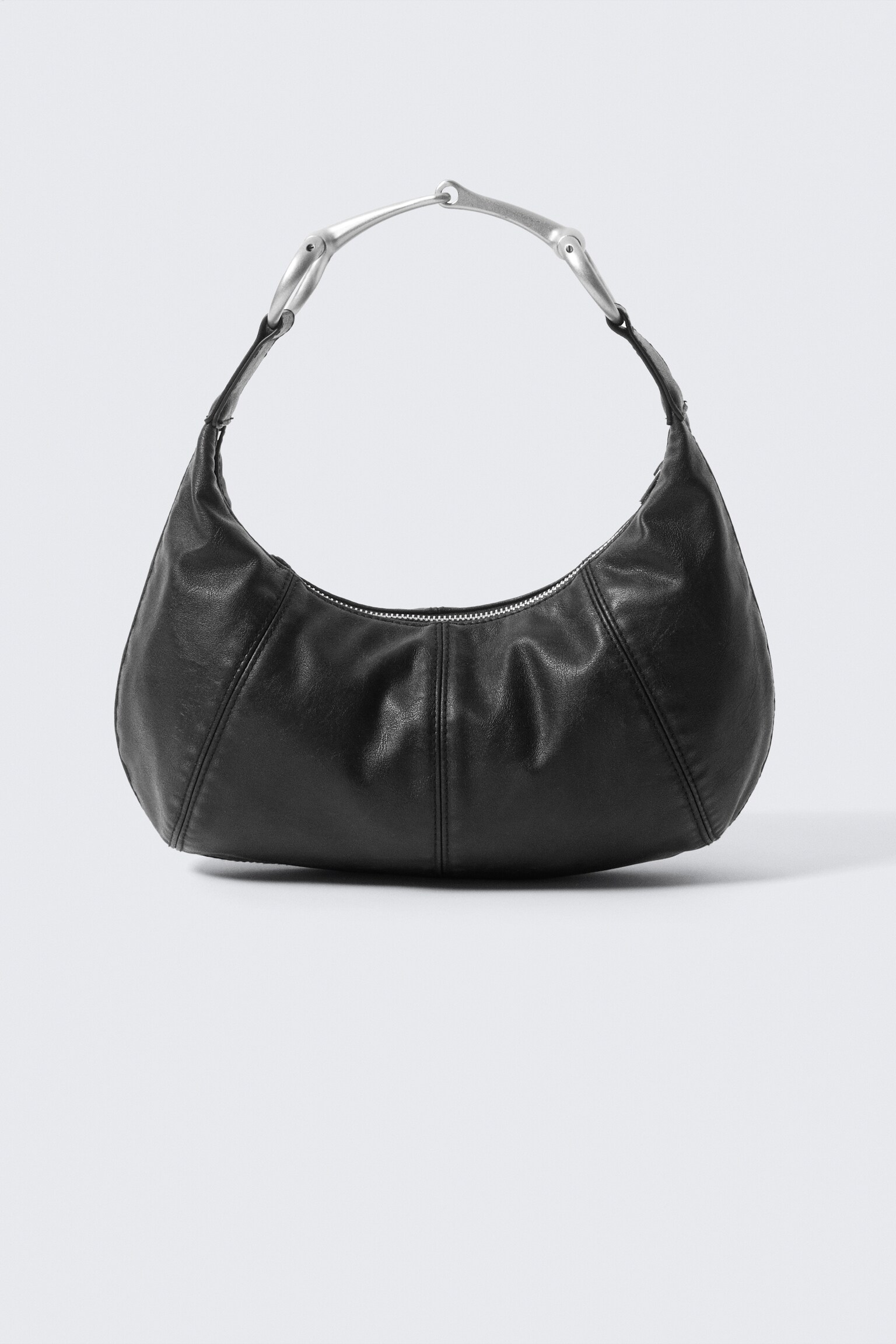 Kunstleder-Handtasche mit Schnallenhenkel - Schwarz